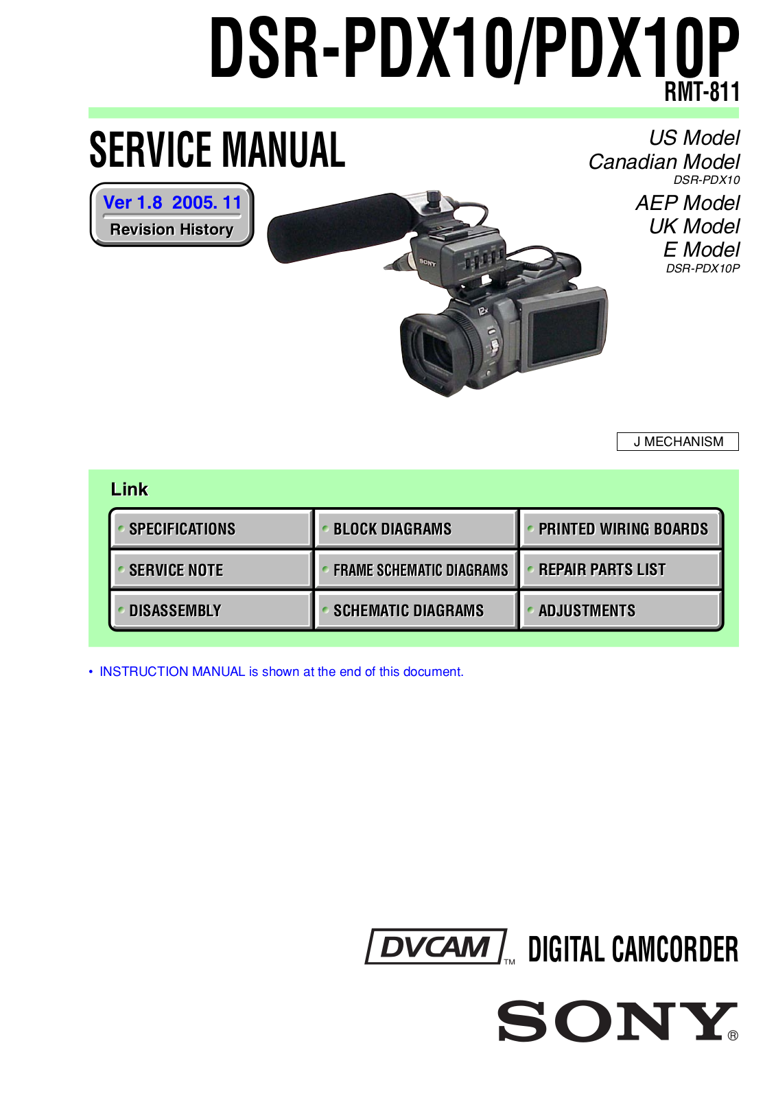 Sony DSR-PDX10, DSR-PSX10P Service Manual