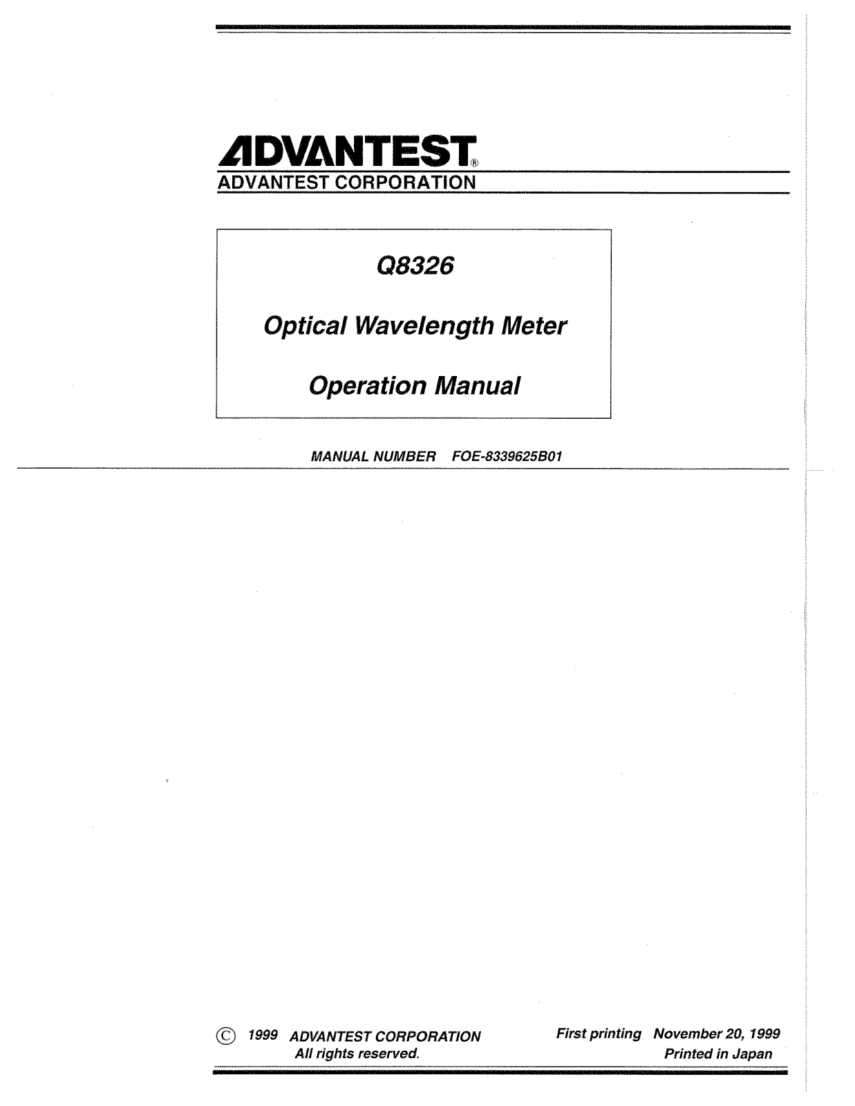 Advantest Corporation Q8326 User Manual