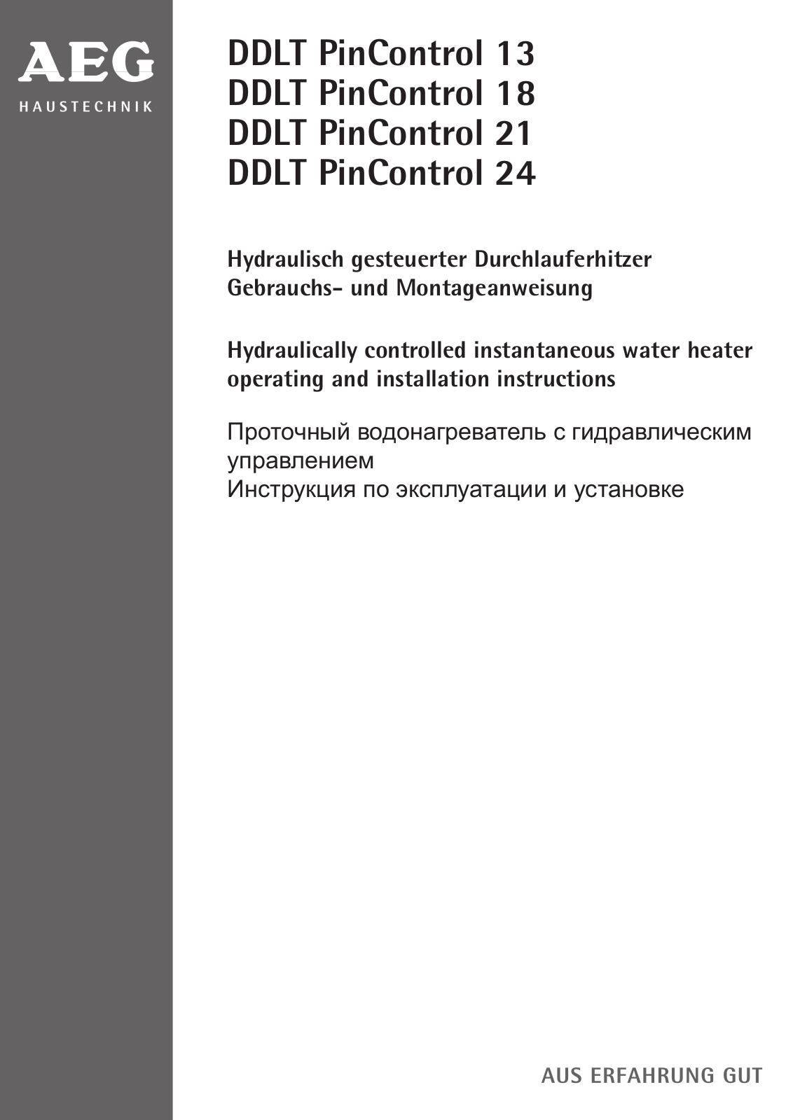 Aeg DDLT PinControl 13 User Manual