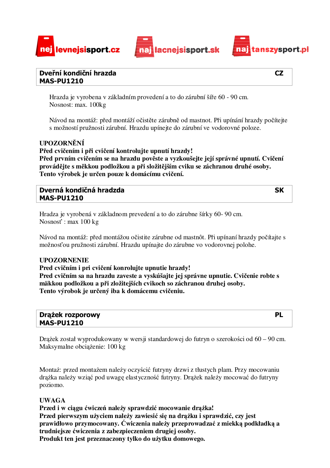 Master MAS-PU1210 User Manual