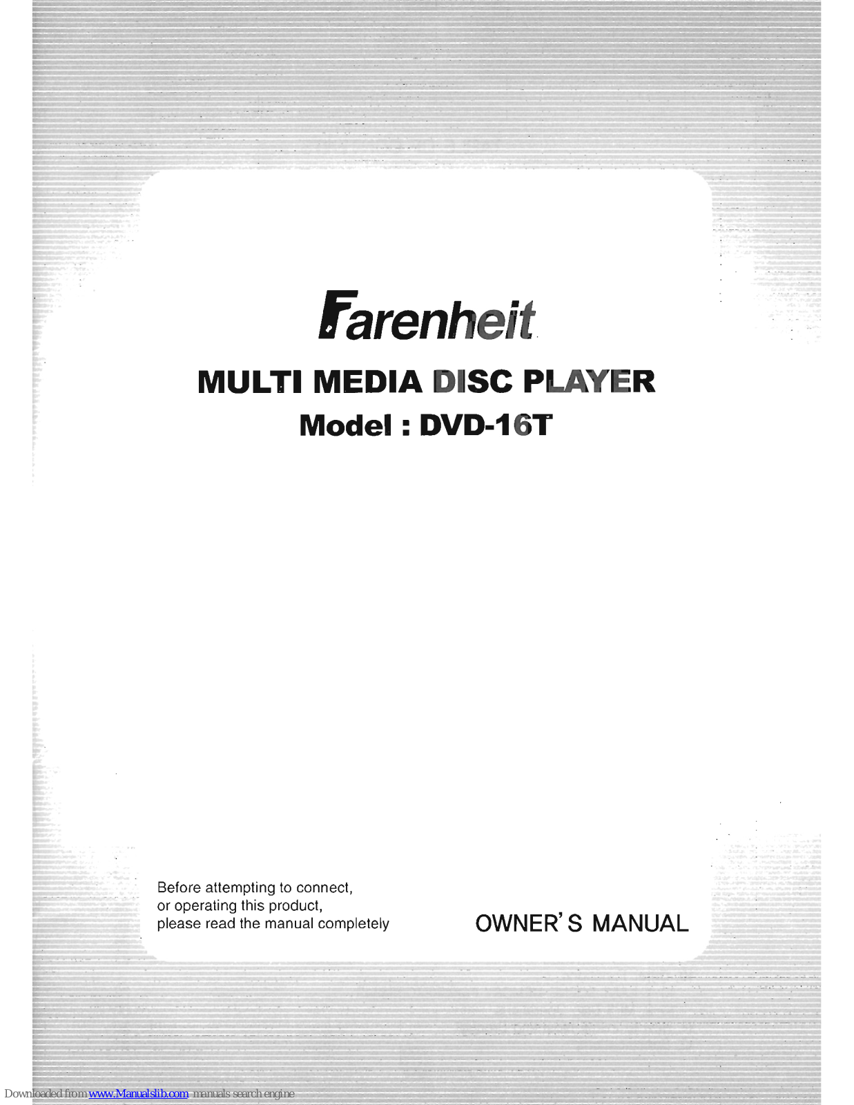 Farenheit DVD-16T Owner's Manual