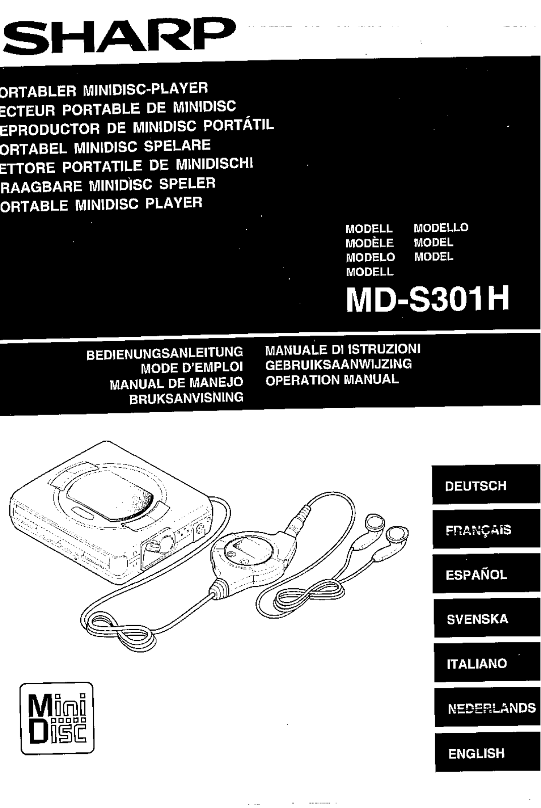 Sharp MD-S301H OPERATION MANUAL