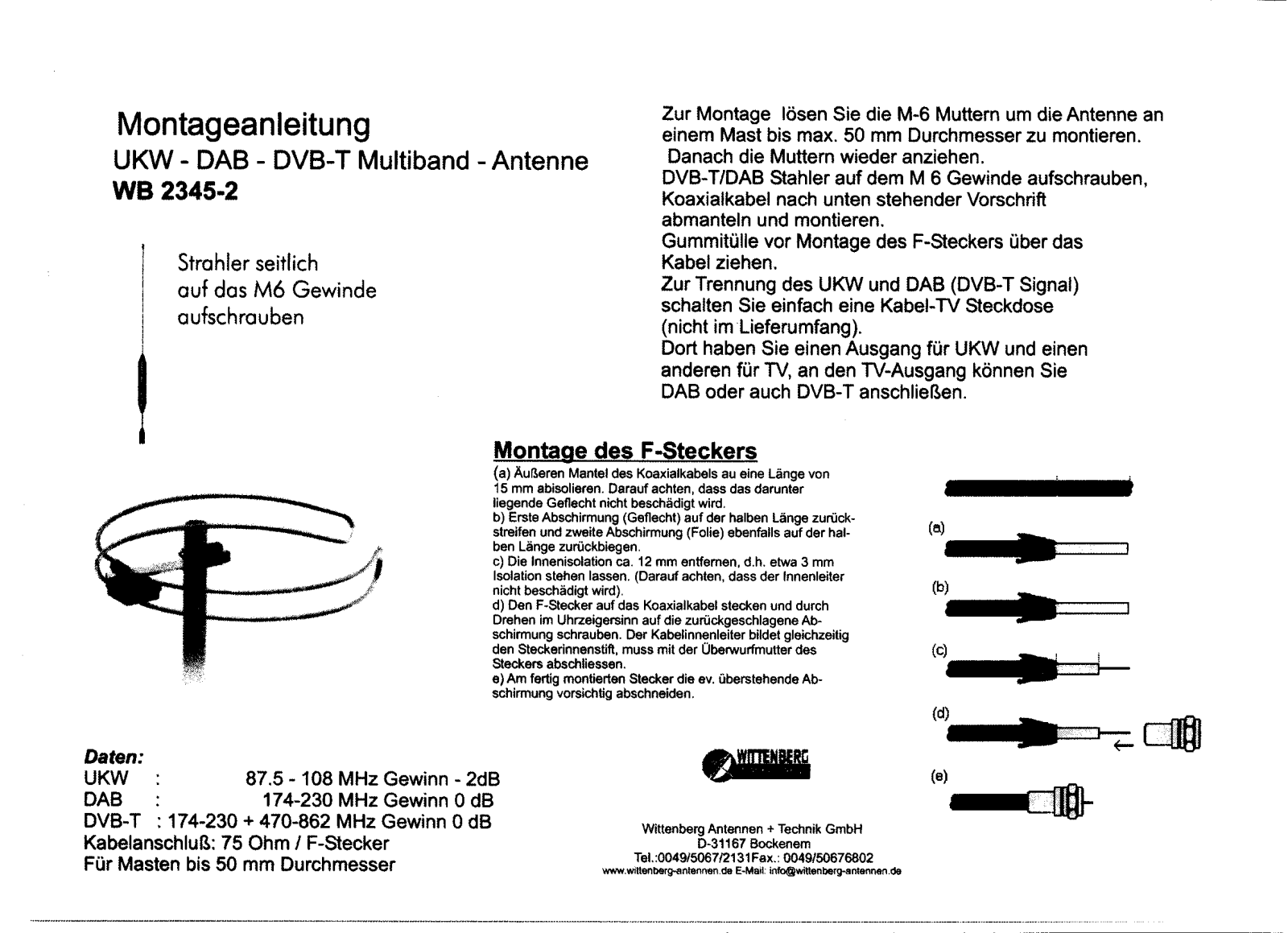 Wittenberg Antennen WB 2345-2 Installation guide