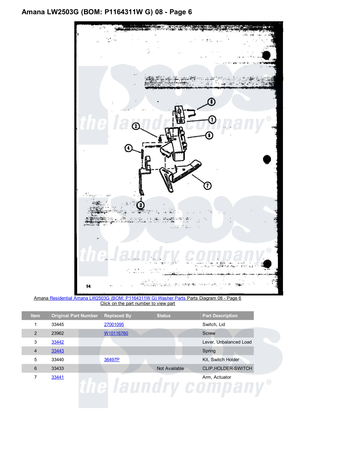 Amana LW2503G Parts Diagram