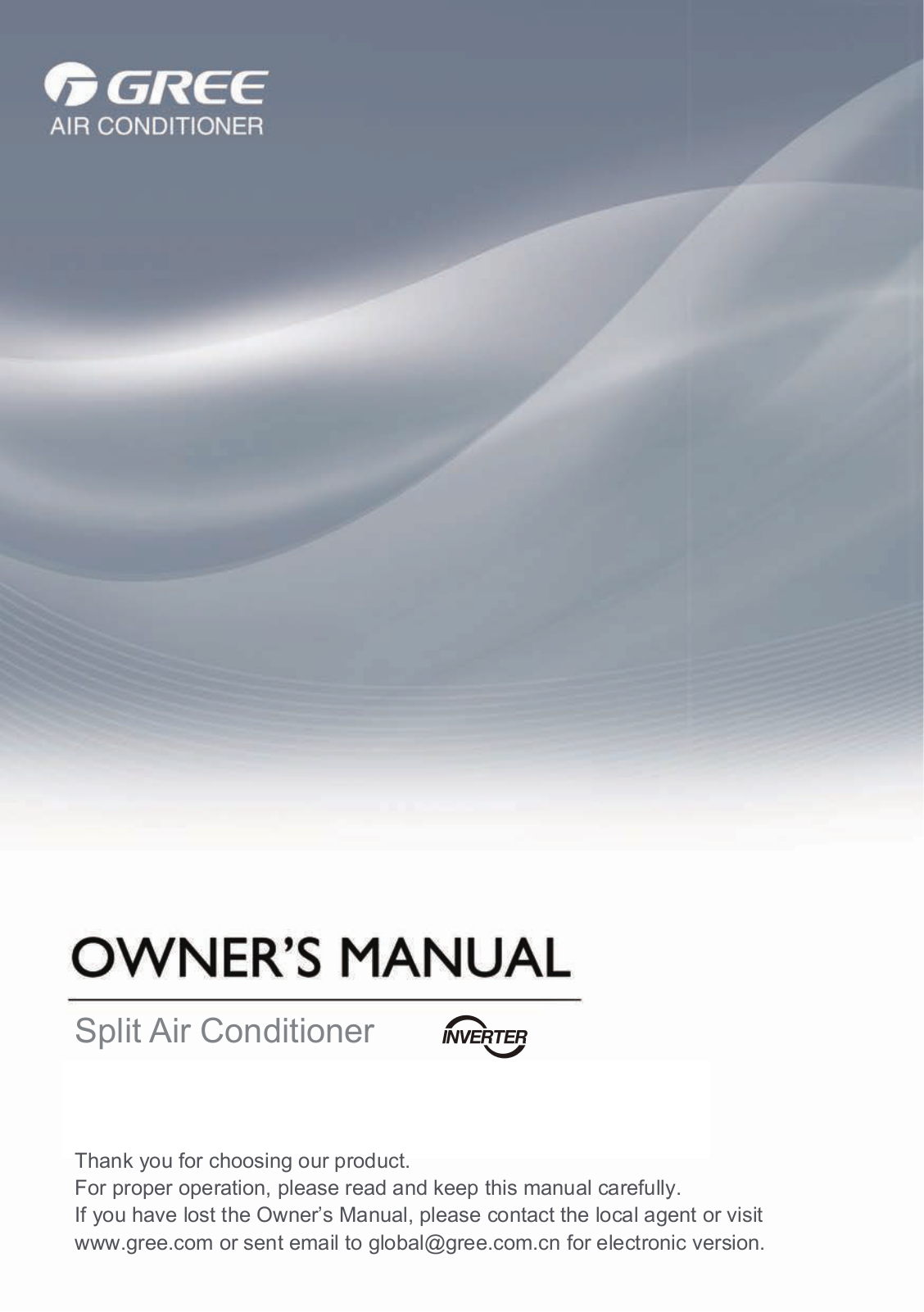 Gree GWH24QE-K3DND2G user guide manual