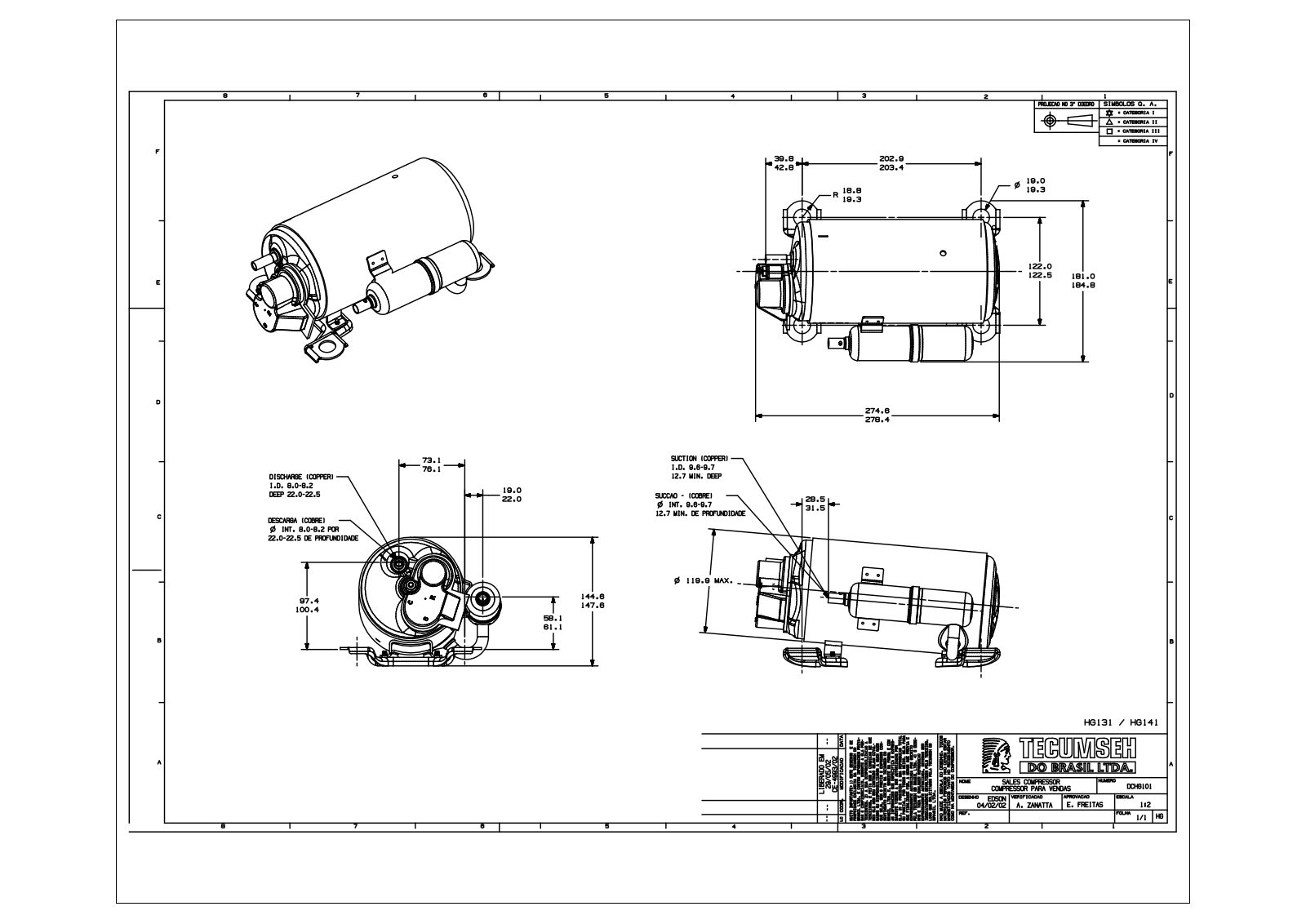 Tecumseh HGA5467EXA, HGA5467EXD, HGA5467EXV Drawing Data