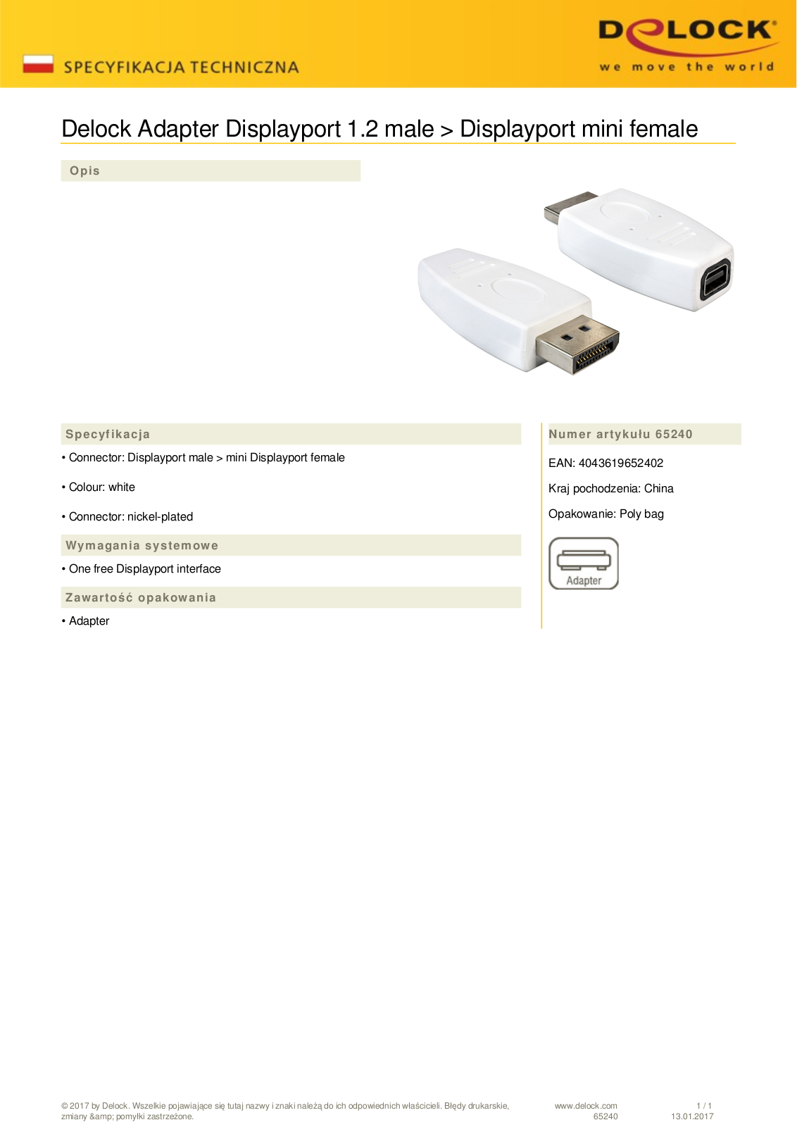 DeLOCK DisplayPort-High Speed HDMI cable 1 User Manual