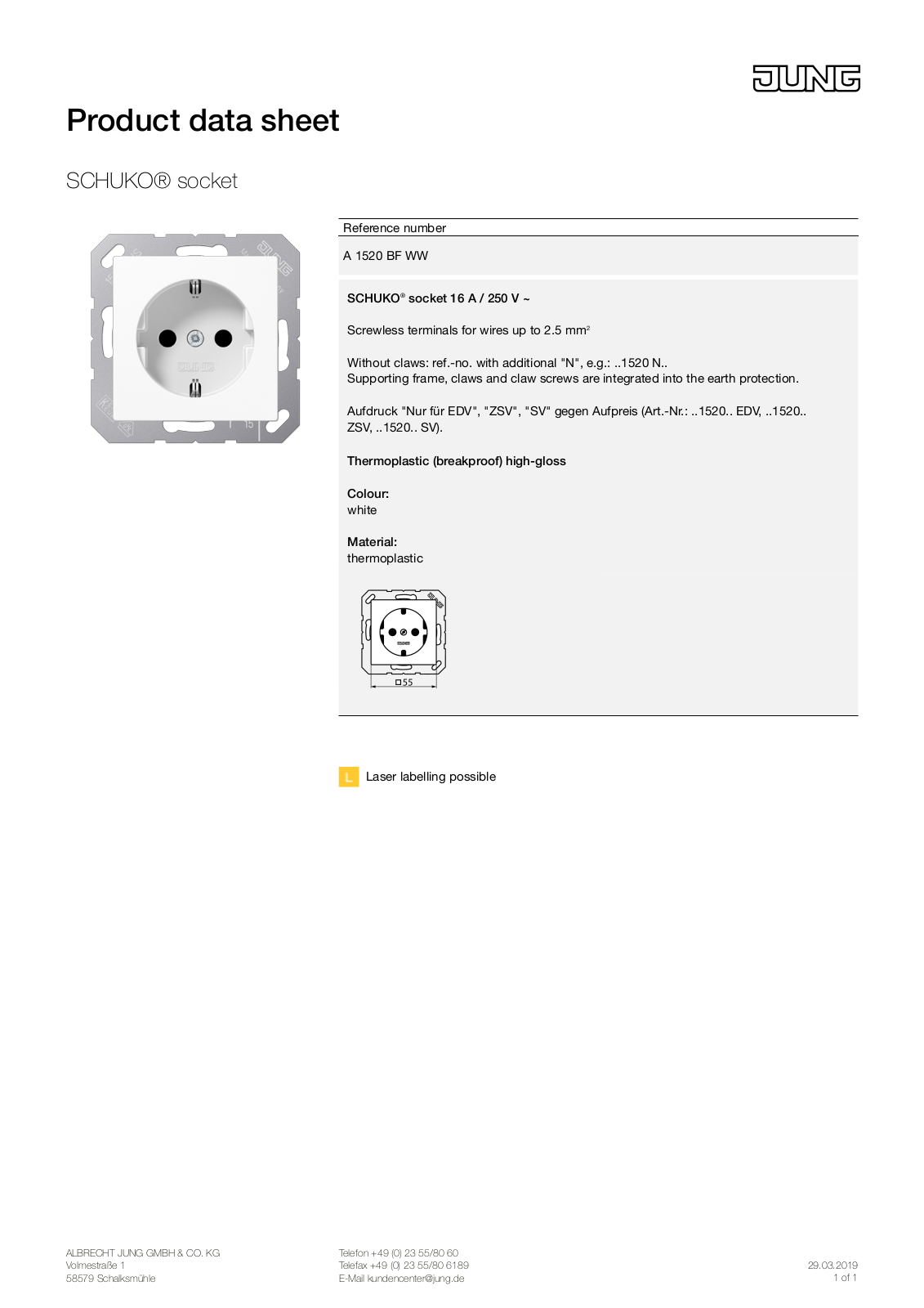 Jung A 1520 BF WW User Manual