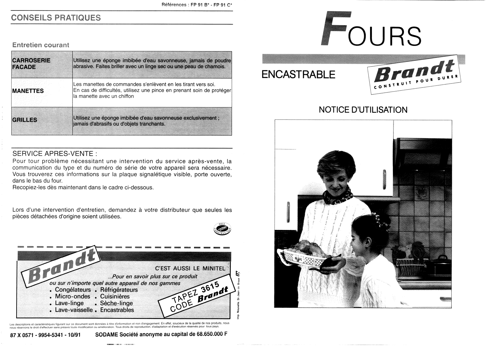 BRANDT FP91B User Manual