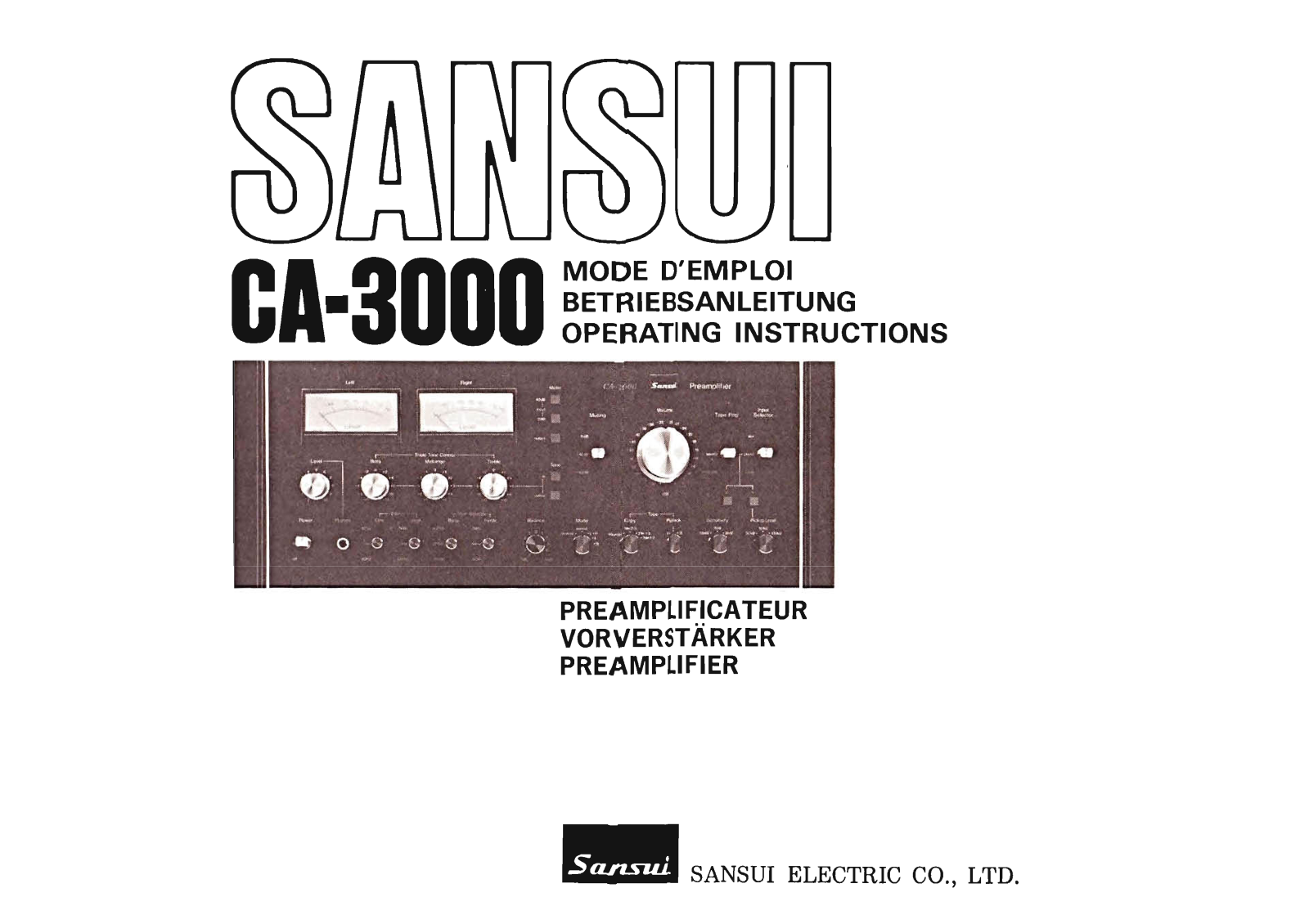 Sansui CA-3000, CA 3000 Preamplifier Owners Manual