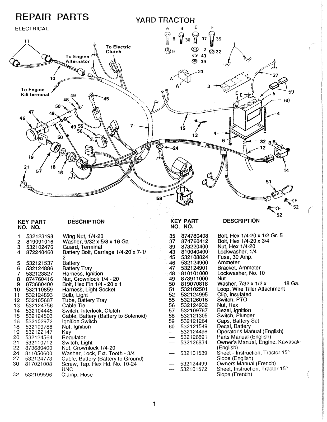 AYP YT125 Parts List