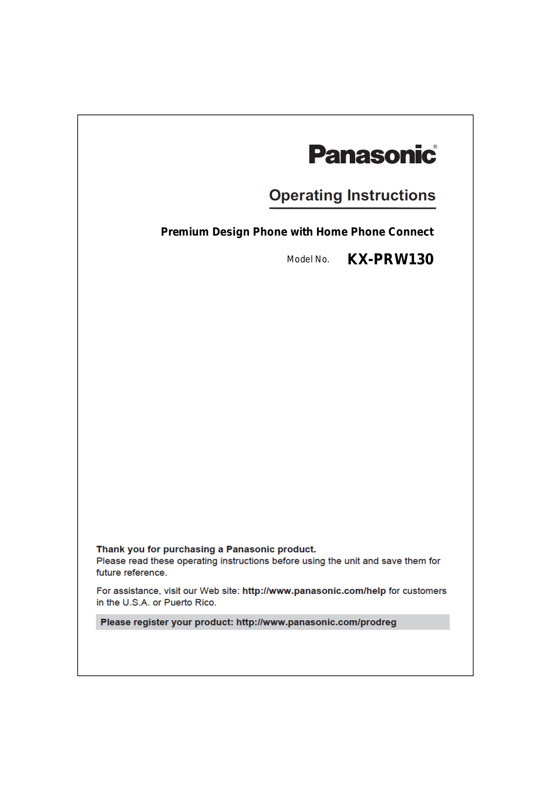 Panasonic 96NKX PRW130, 96NKX PRWA13 Users Manual