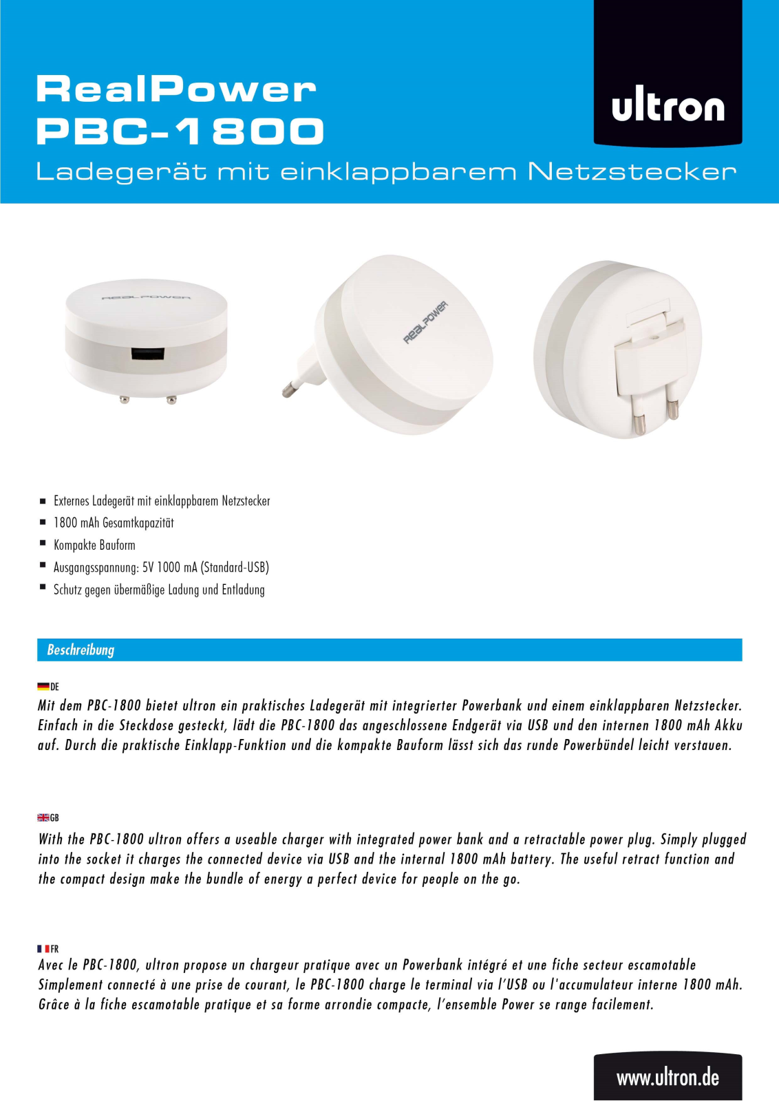 Ultron PBC-1800 User Manual