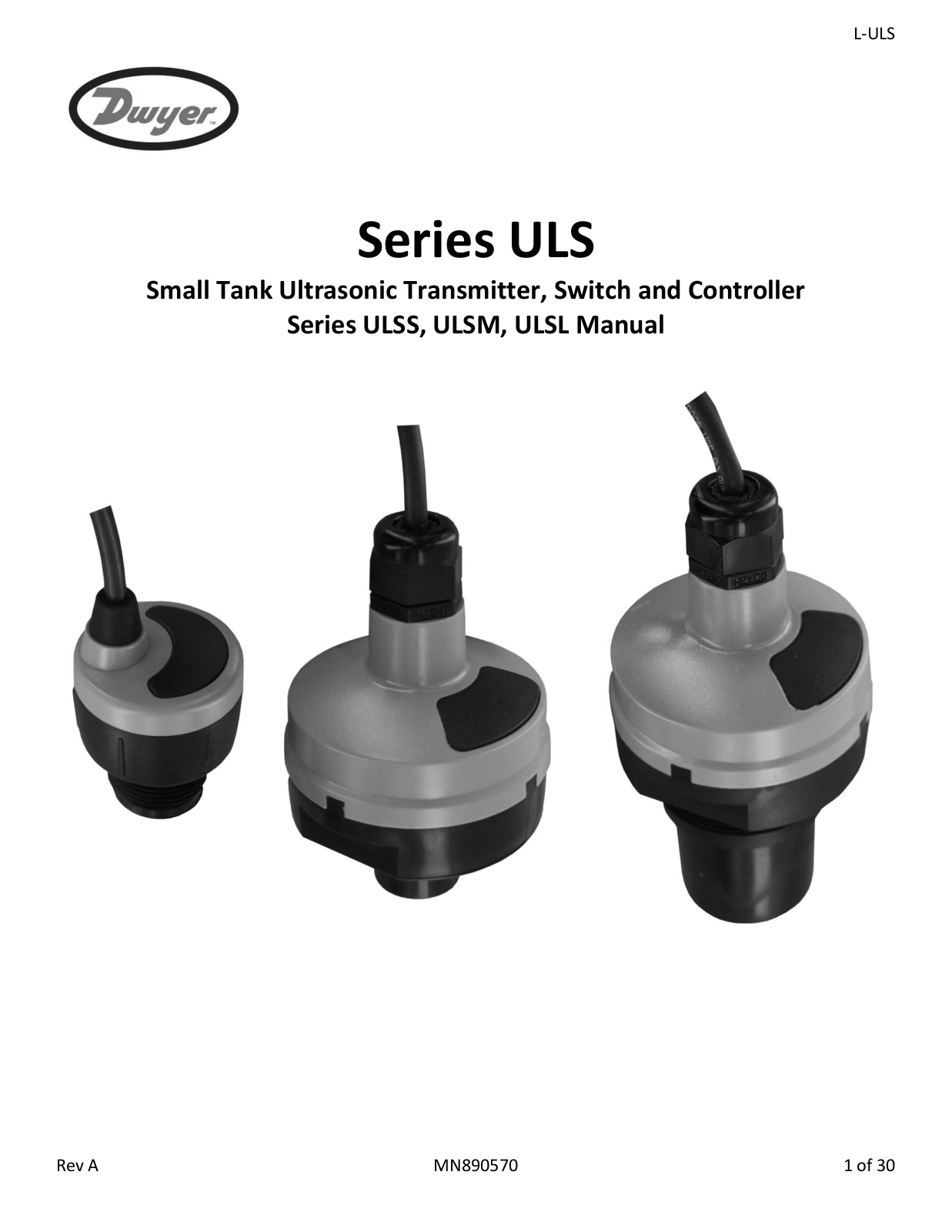 Dwyer Instruments Series ULS Installation and Operating Instructions