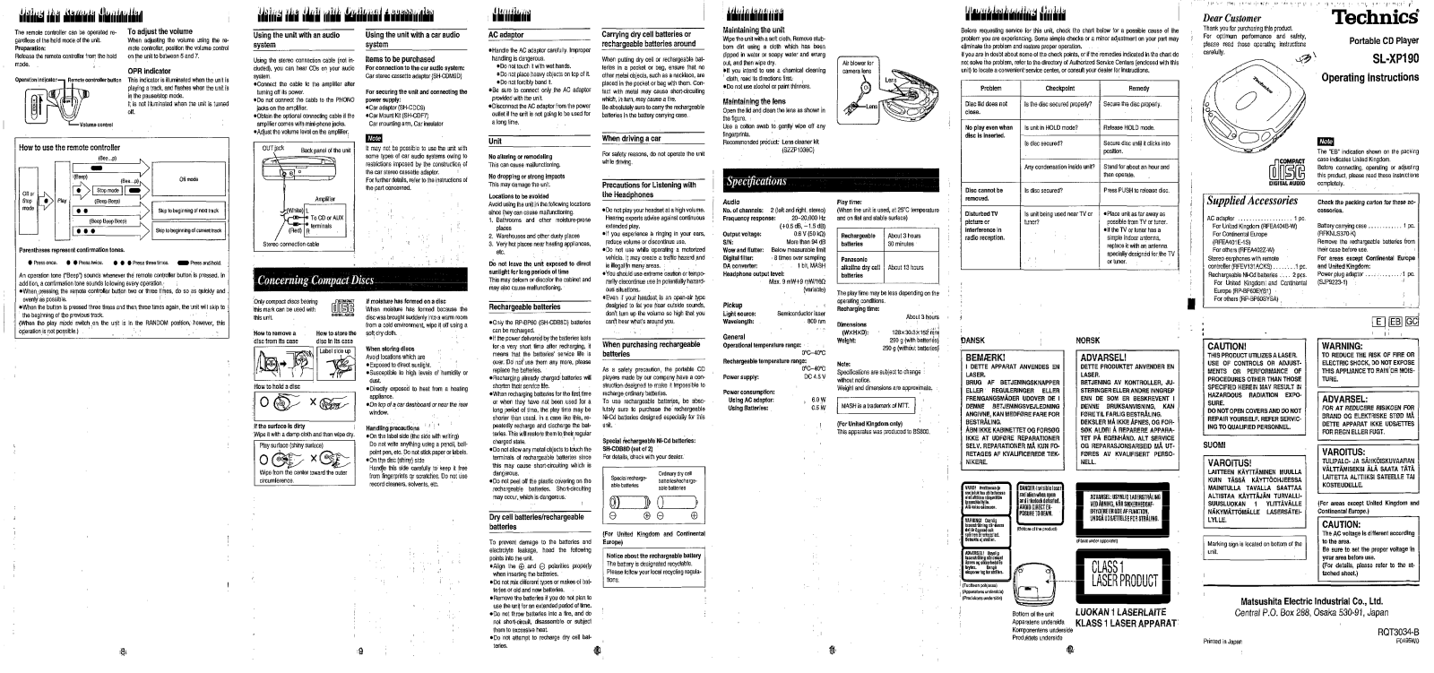 Panasonic SL-XP190 User Manual