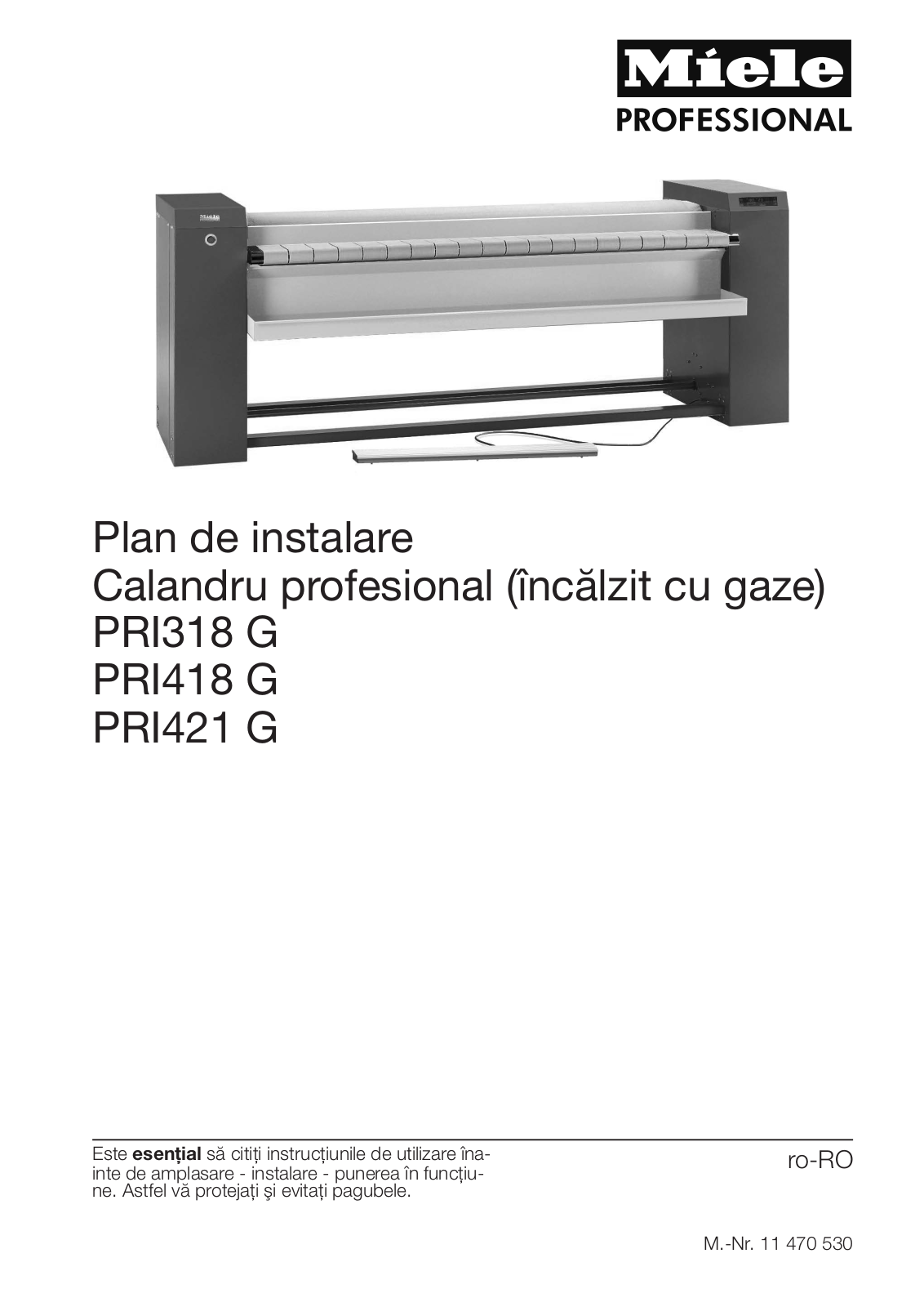 Miele PRI318 G, PRI418 G, PRI421 G Plan de instalare