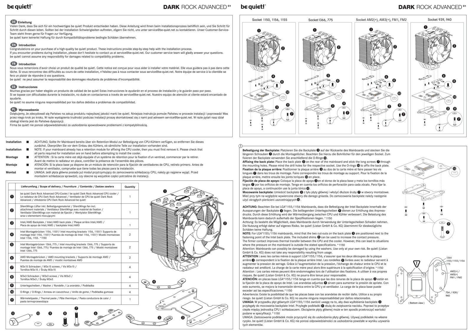 BE QUIET Dark Rock Advanced User Manual