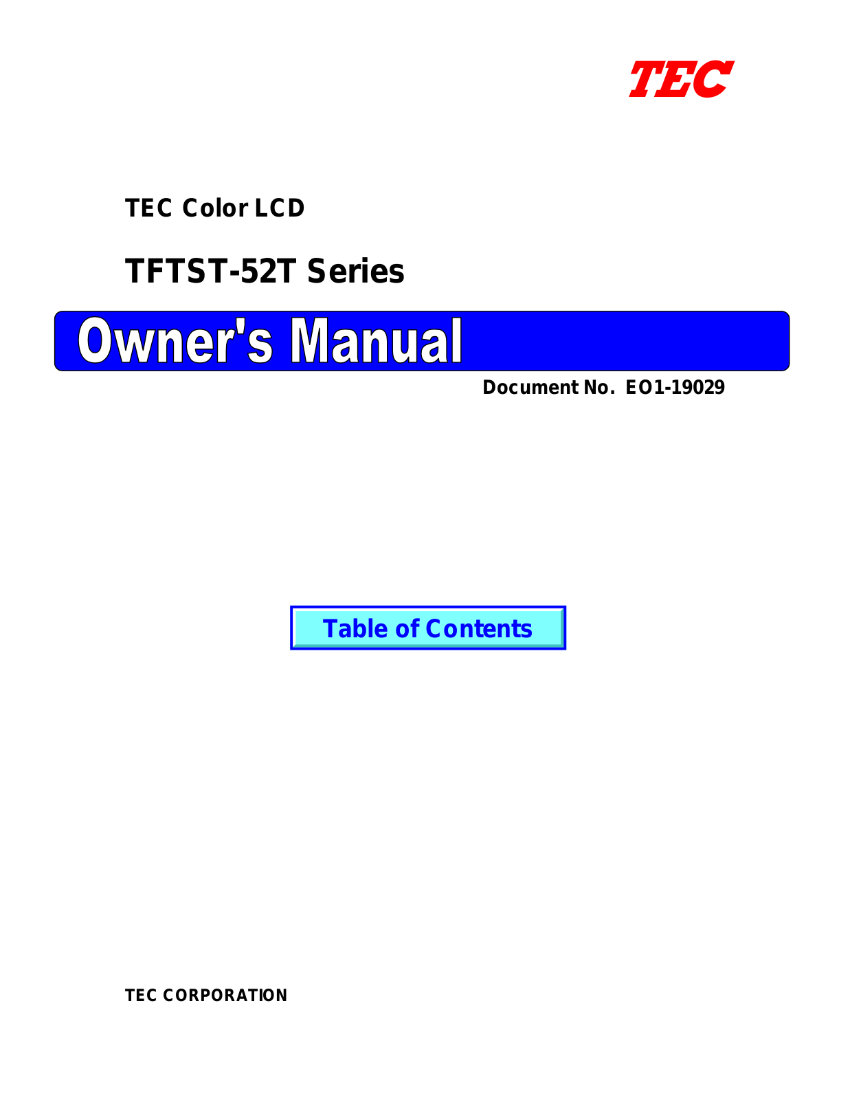 Toshiba TFTST-52 User Manual