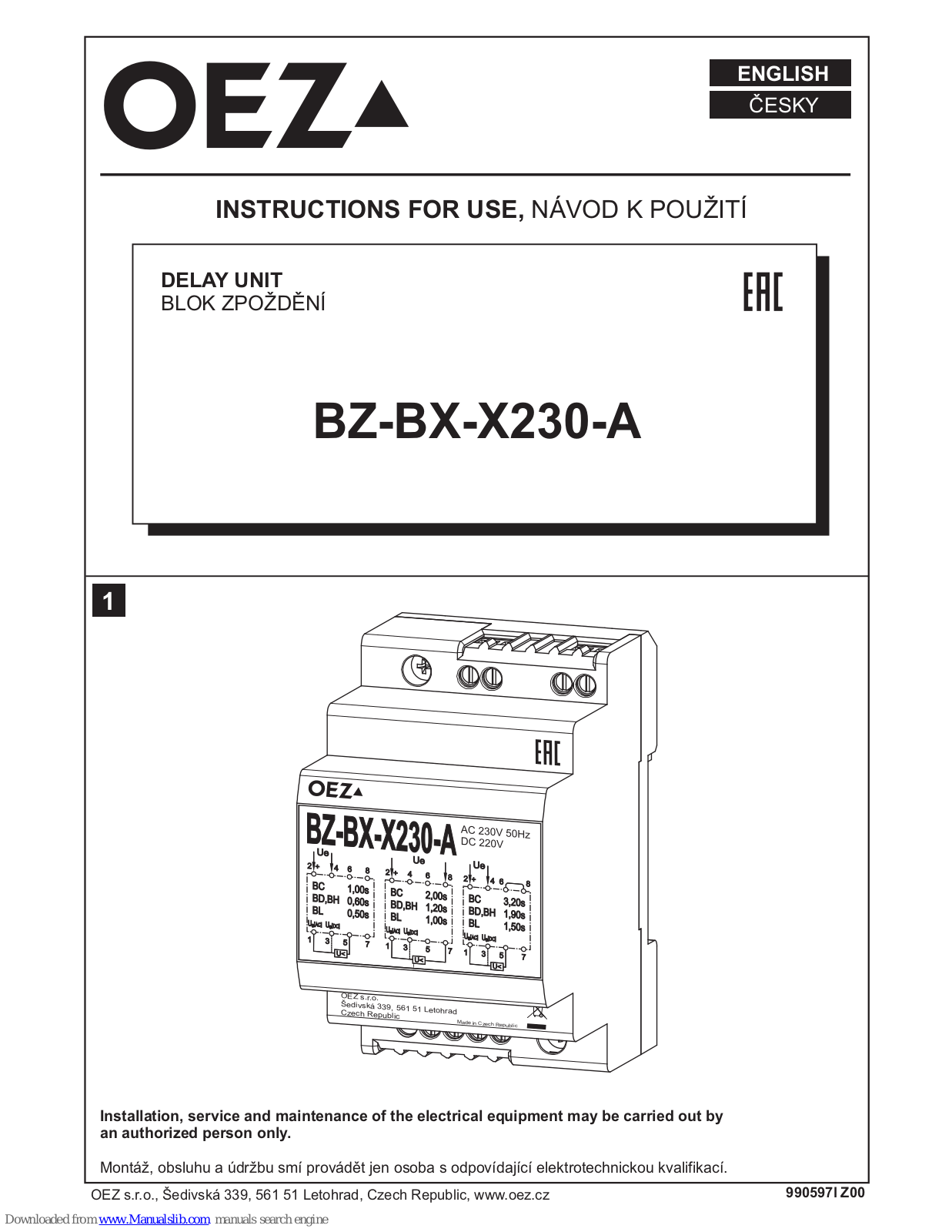 OEZ BZ-BX-X230-A Instruction Manual