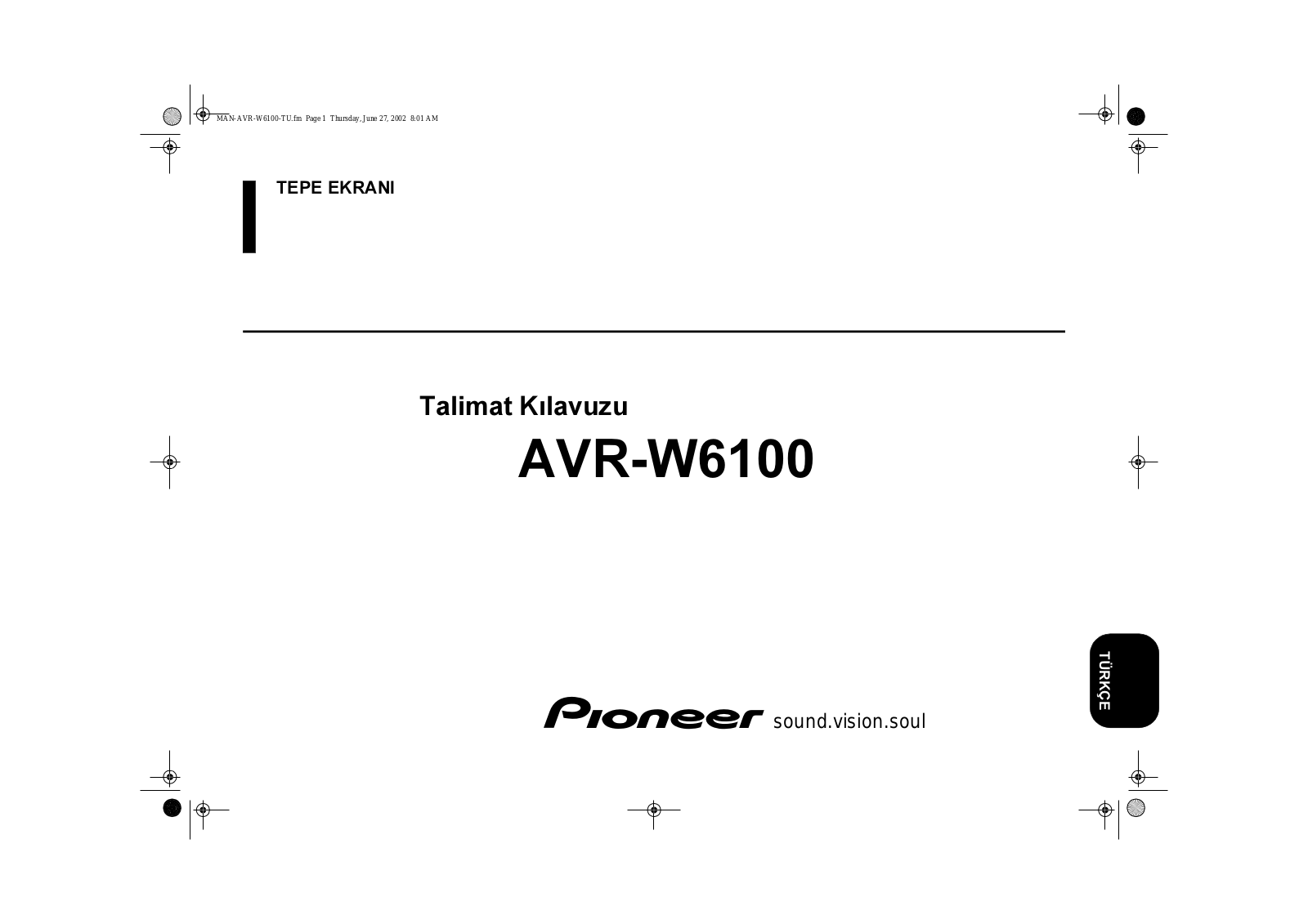 Pioneer AVR-W6100 User Manual