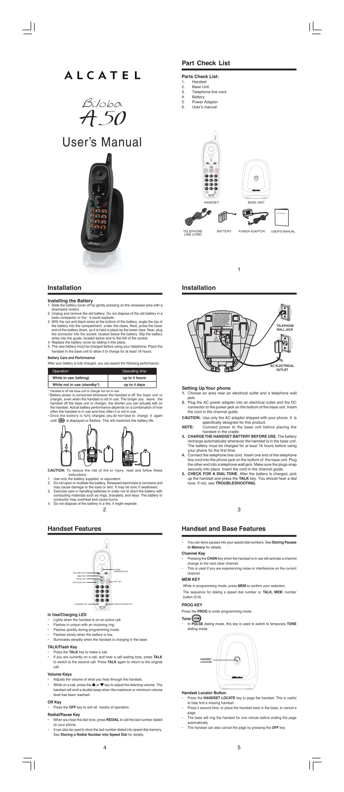 Alcatel BILOBA A50 User Manual