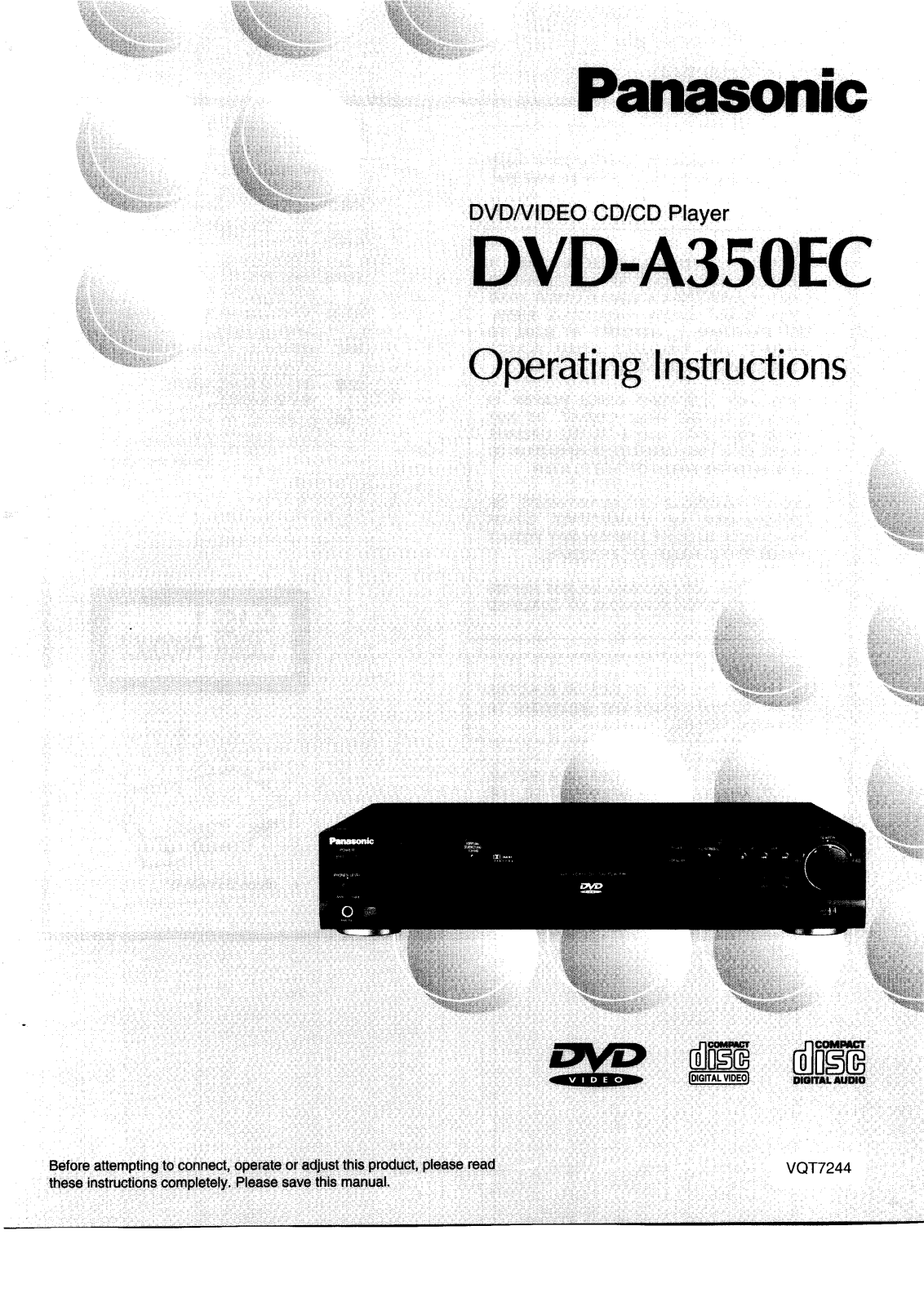 Panasonic DVD-A350 User Manual