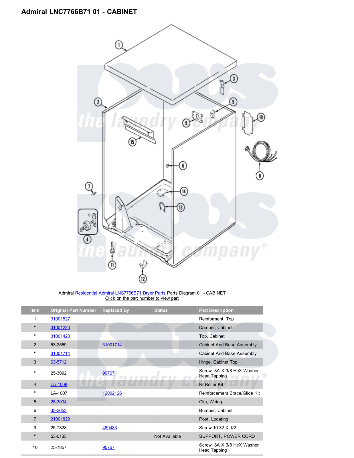 Admiral LNC7766B71 Parts Diagram