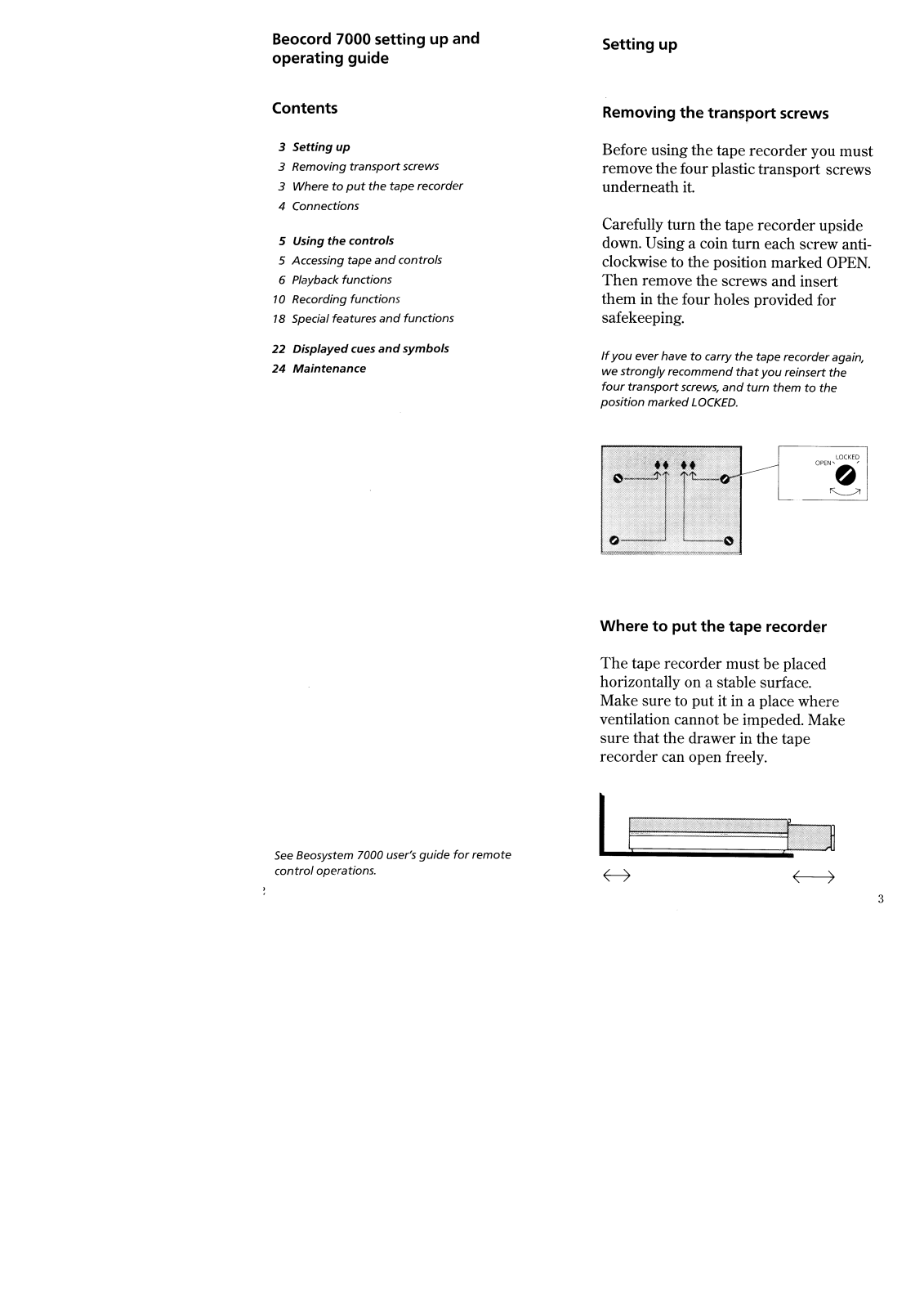 Bang and Olufsen Beocord 7000, Beocord 7000 C Owners manual