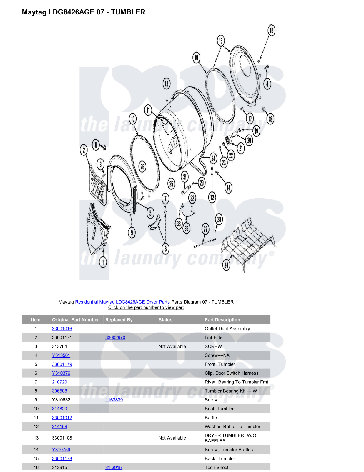 Maytag LDG8426AGE Parts Diagram