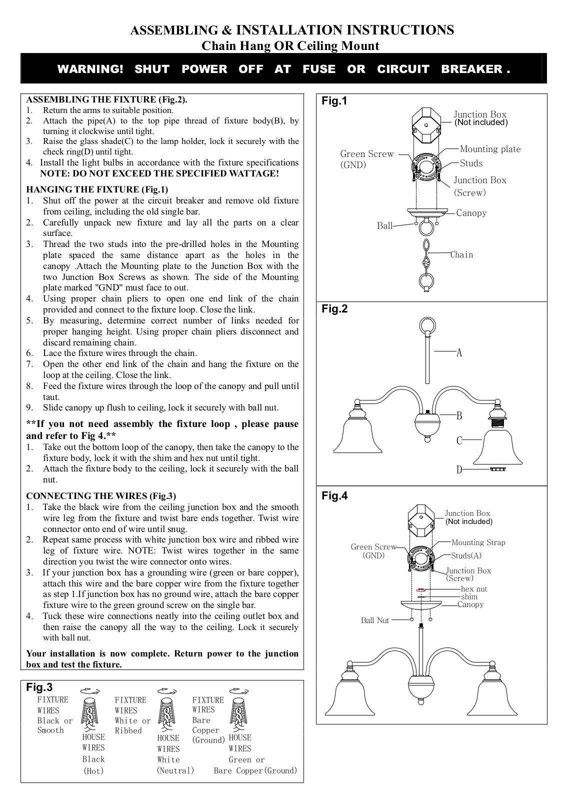 Lark Manor™ CHRL5003 Assembling & Installation Instructions - ManualMachine.com