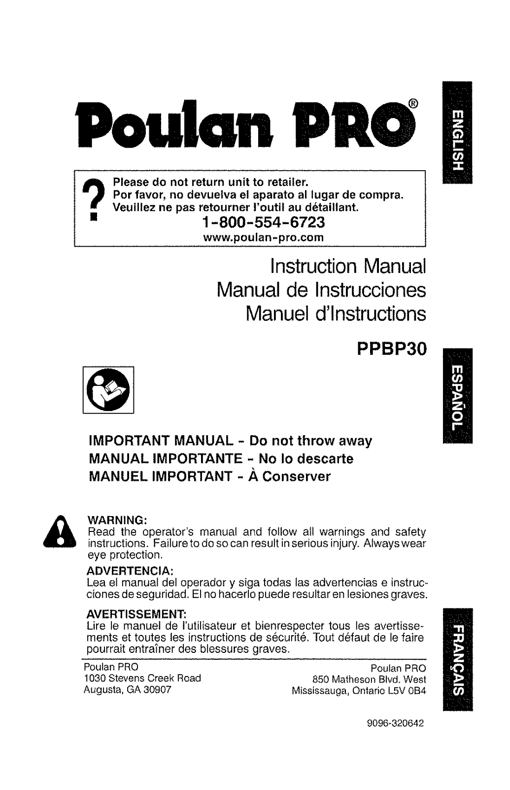 Poulan 9096320642 User Manual