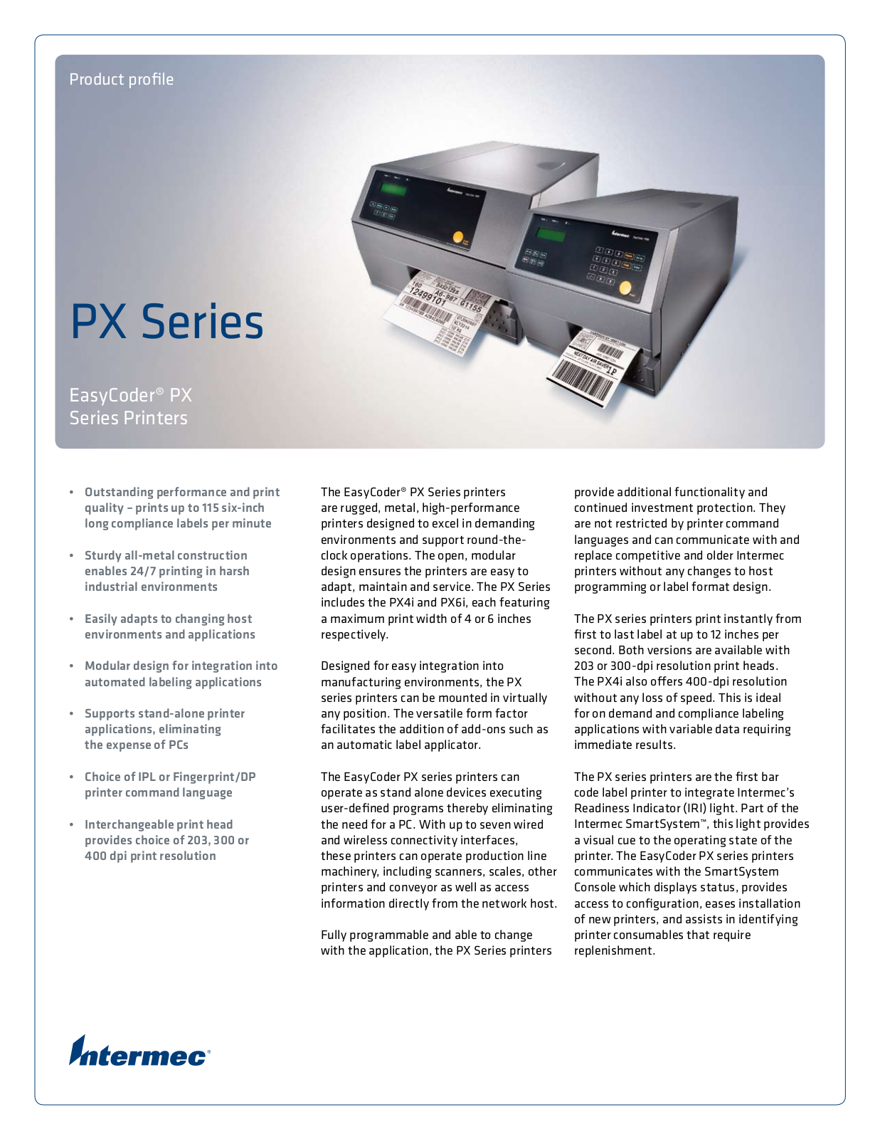 Intermec PX4C010000000030 Product Data Sheet