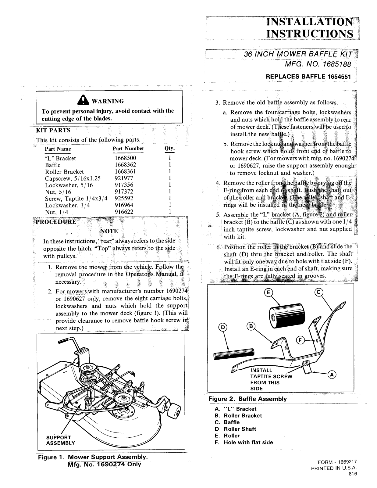 Snapper 1685188 User Manual