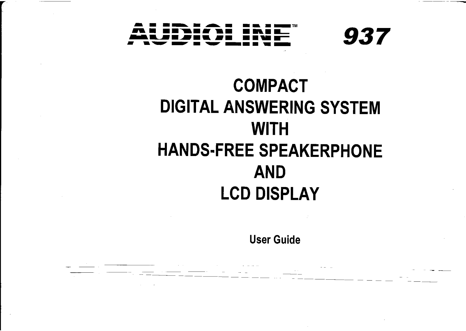 Audioline 937 User Manual