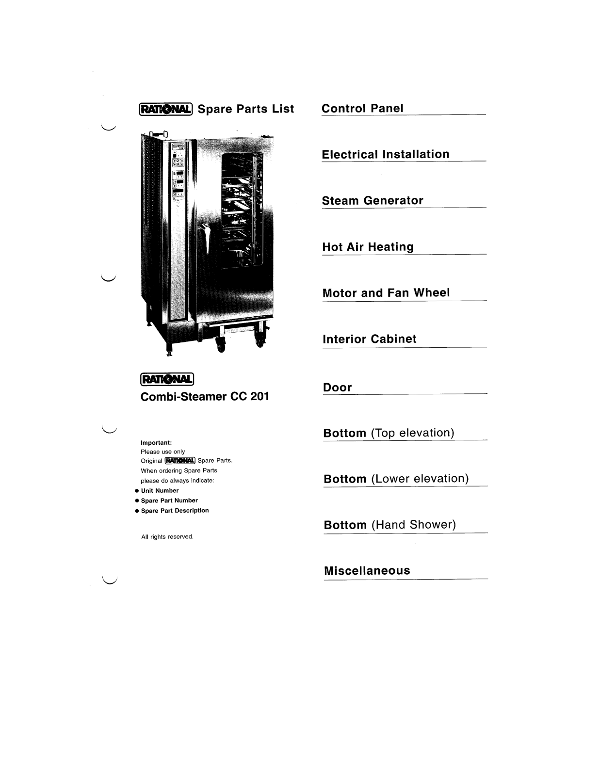 Rational Oven CC201 Parts List