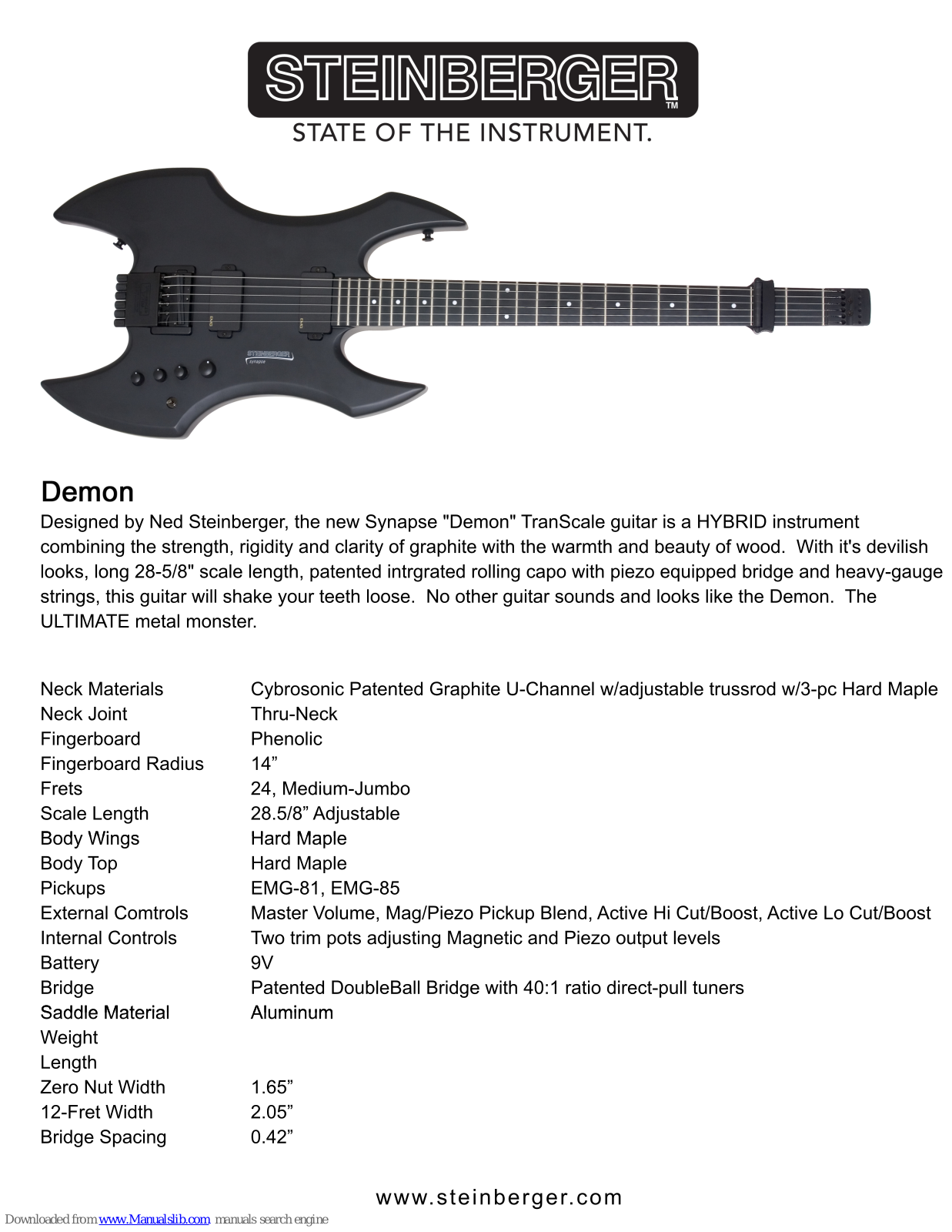 Steinberger Synapse Demon Specifications - ManualMachine.com