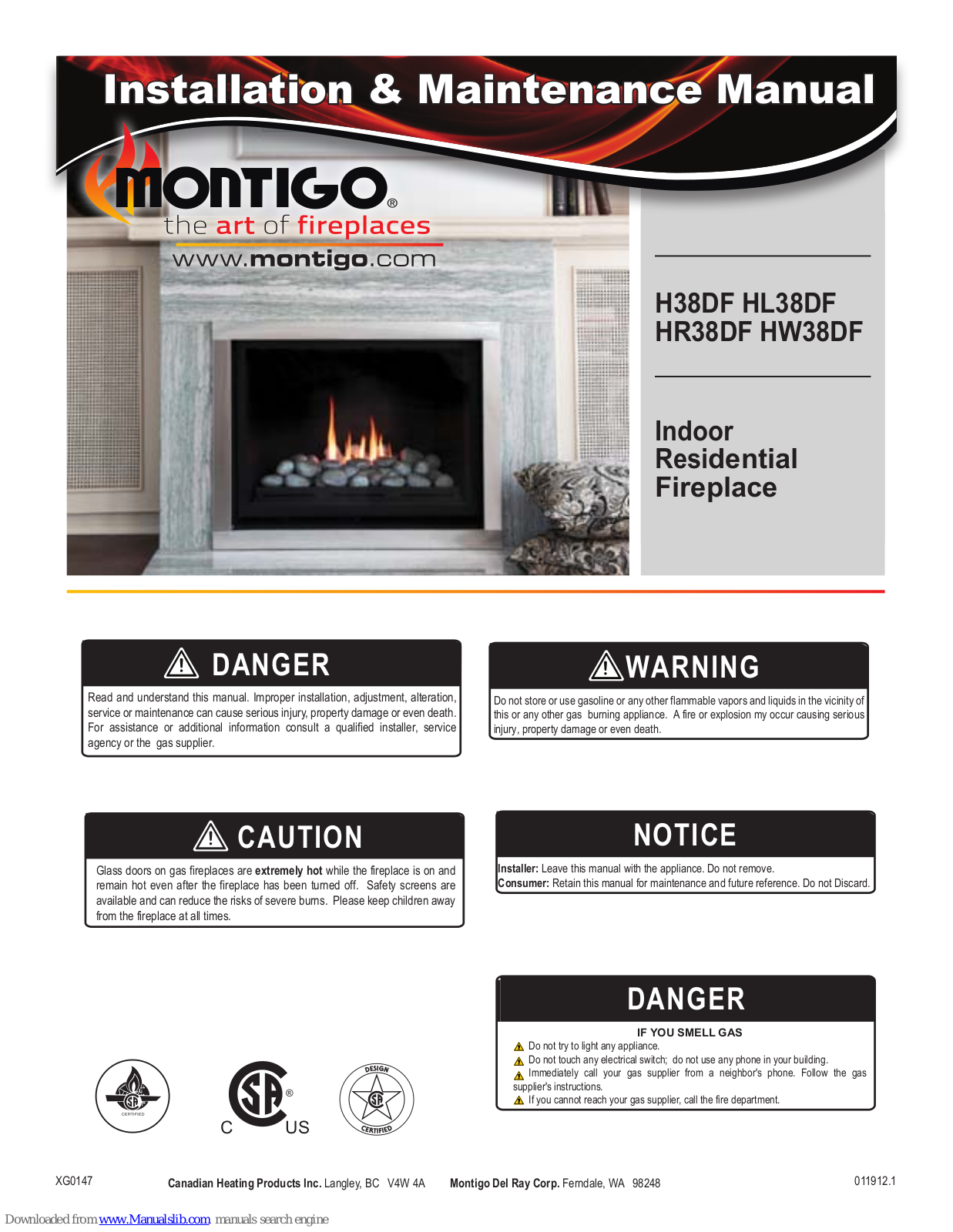 Montigo H38DF, HL38DF, HR38DF, HW38DF Maintance Manual