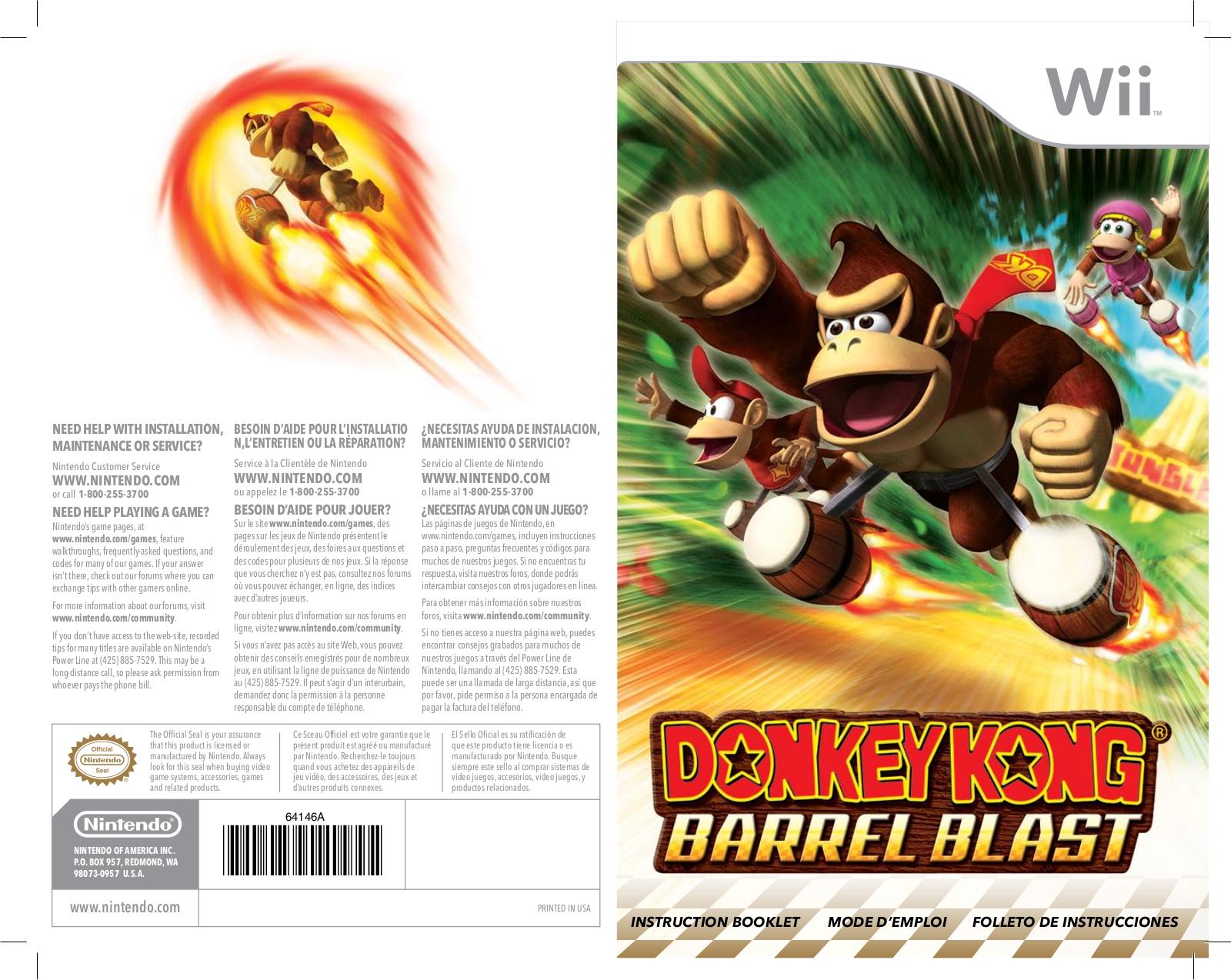 NINTENDO Donkey Kong Barrel Blast User Manual