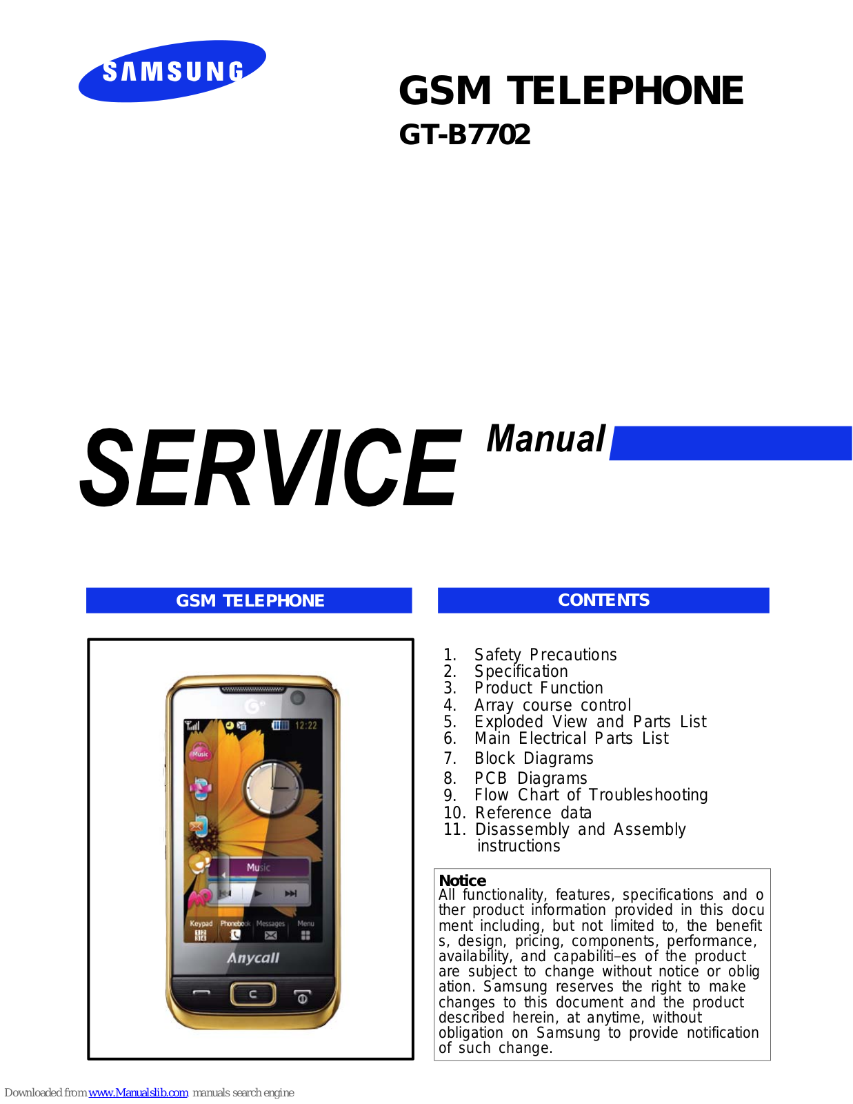 Samsung GT-B7702 Service Manual