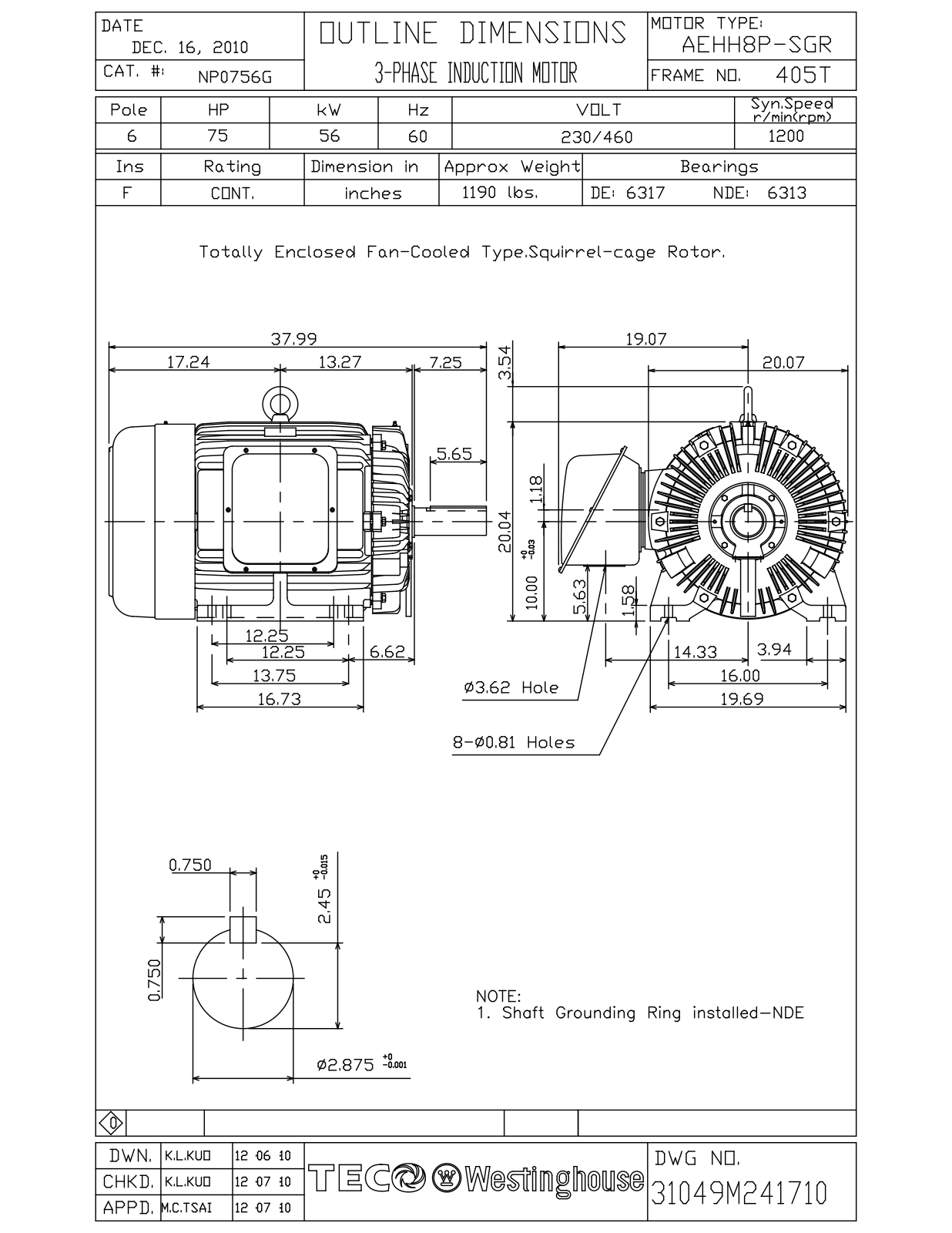 Teco NP0756G Reference Drawing