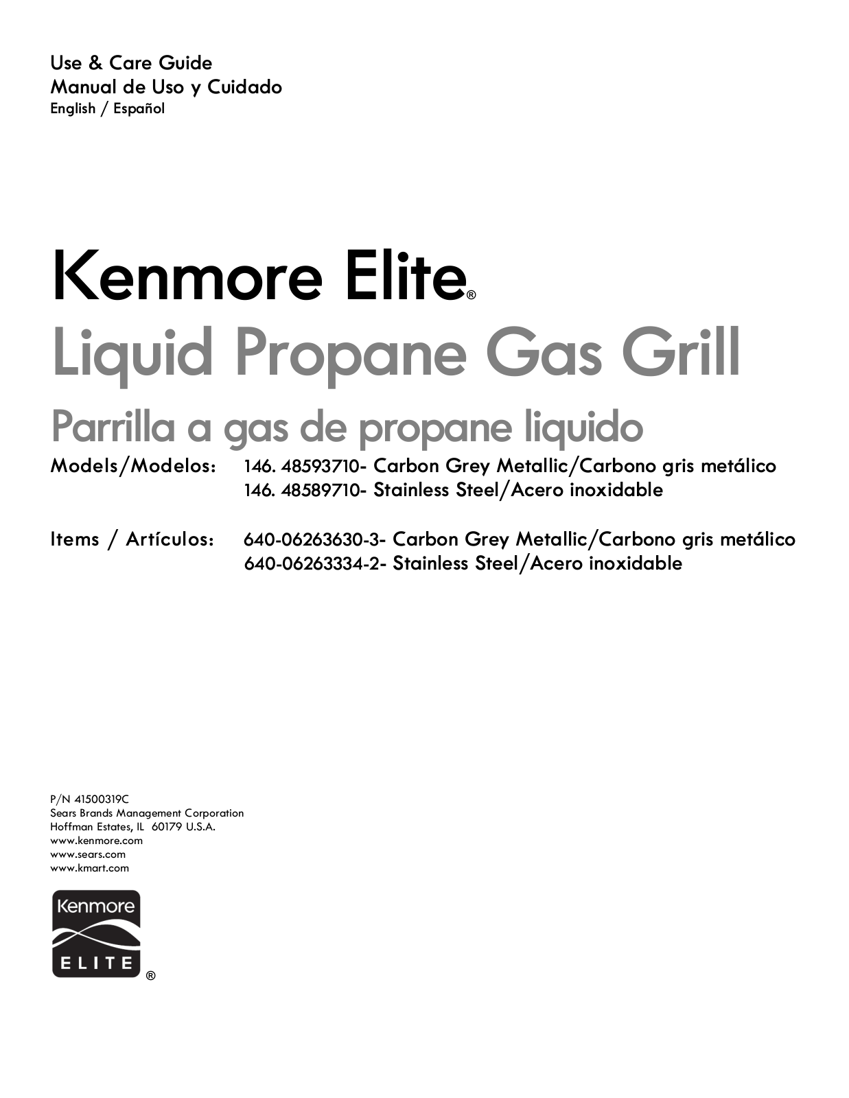 Kenmore 640-06263630-3, 640-06263334-2, 146.48589710, 146.48593710 User Manual