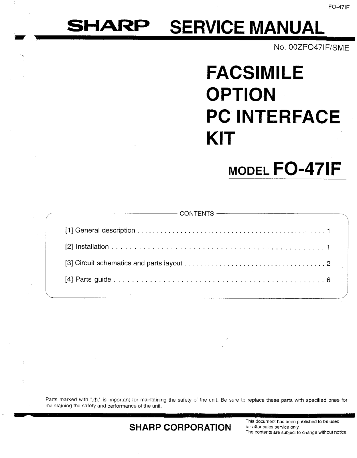 Sharp FO 47IF Service Manual