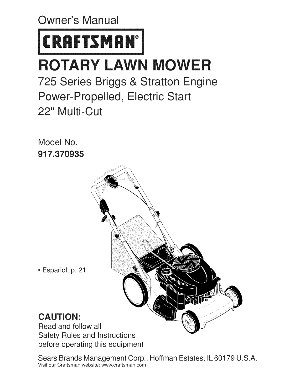 Craftsman 917370935 Owner’s Manual