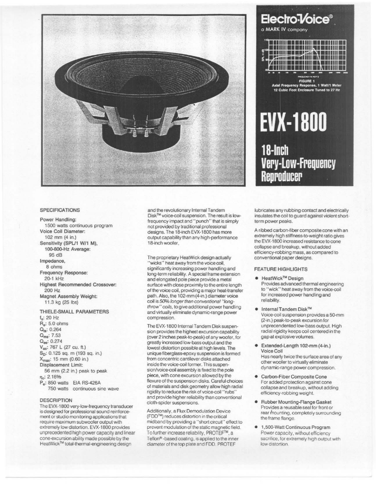 Electro-Voice EVX-1800 User Manual