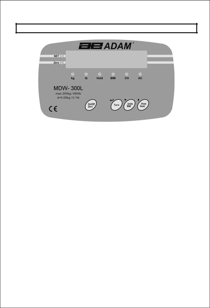 Adam Equipment MDW-300L User Manual