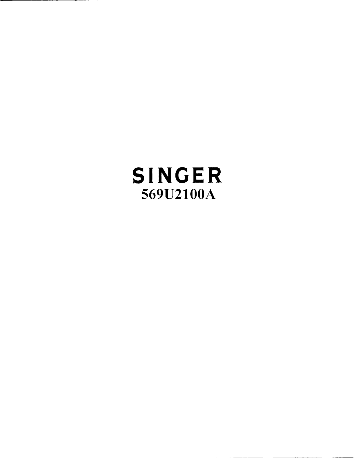 Singer 596U2100A User Manual