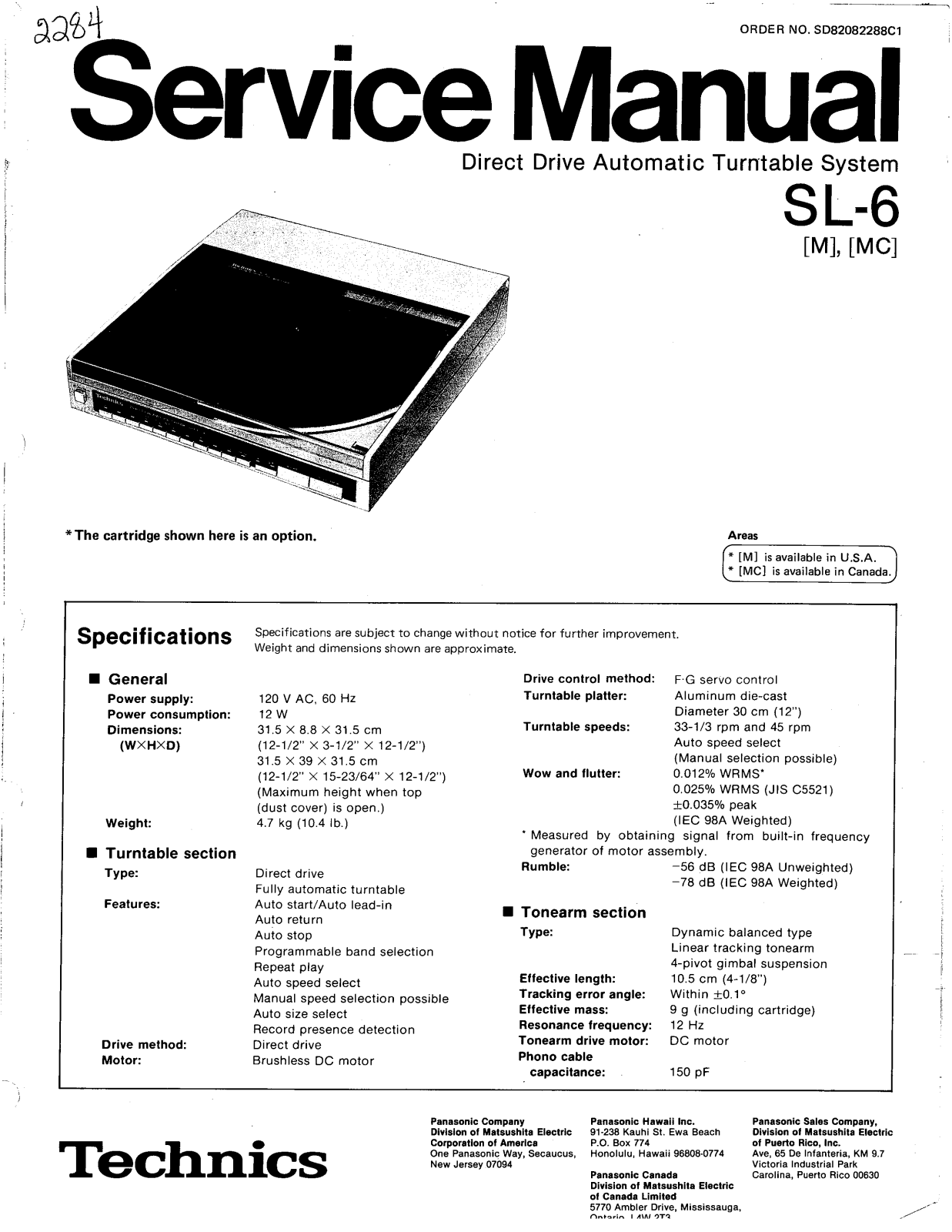 Technics SL-6 Service manual