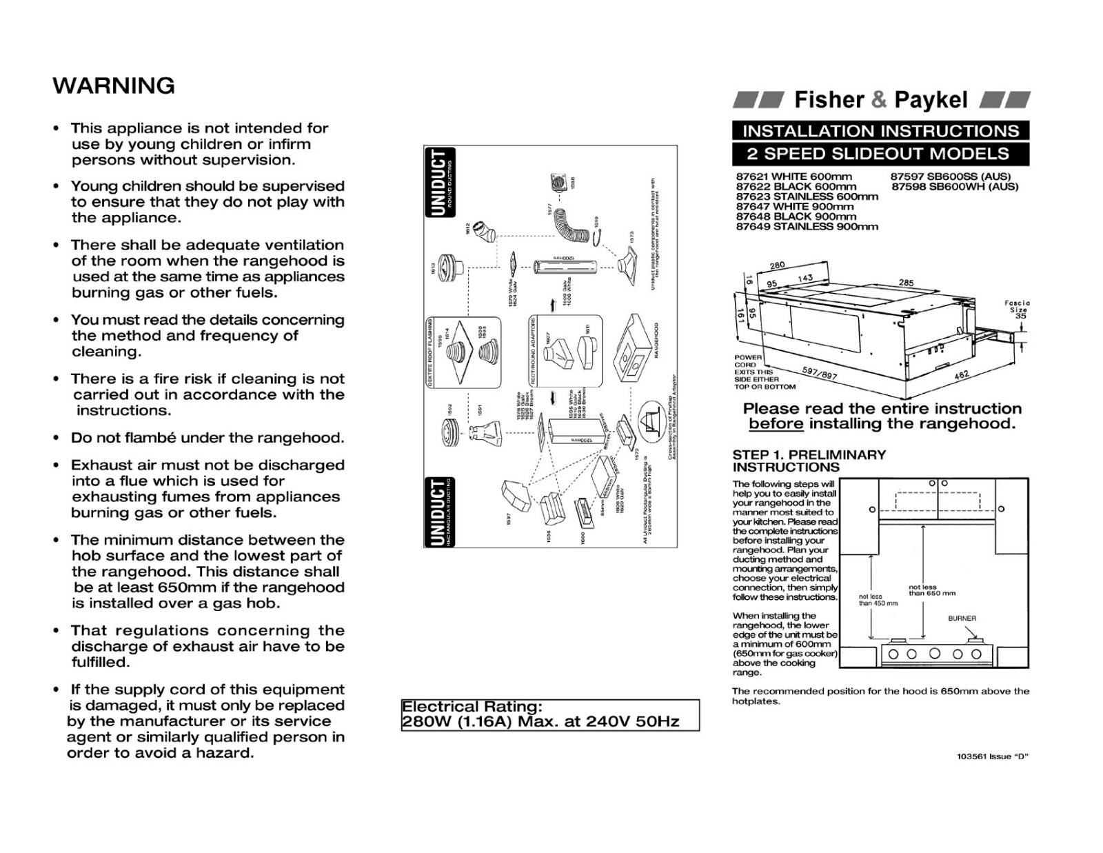 Fisher & Paykel 87597 User Manual