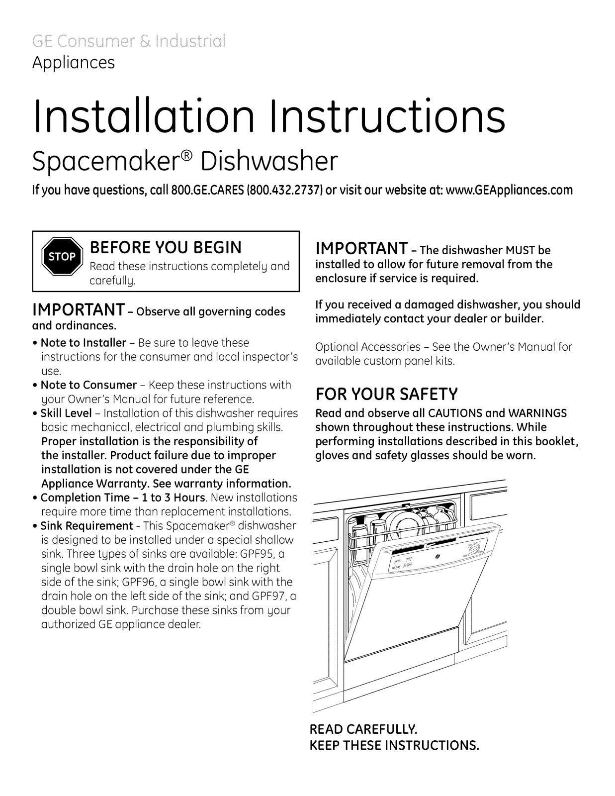 GE GSM2200V00BB, GSM2200V00WW, GSM2200V45BB, GSM2200V45WW, GSM2260V00SS Installation Guide - ManualMachine.com