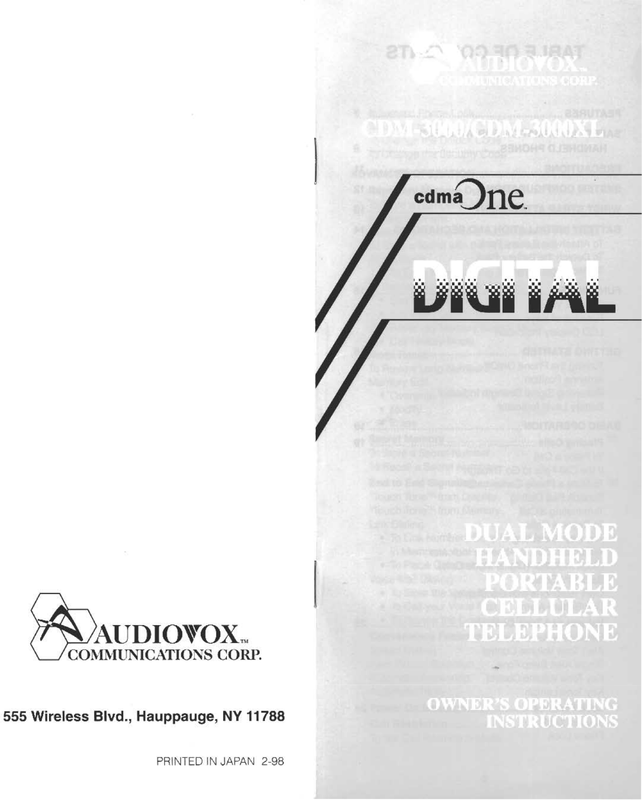 Audiovox CDM-3000 User Manual